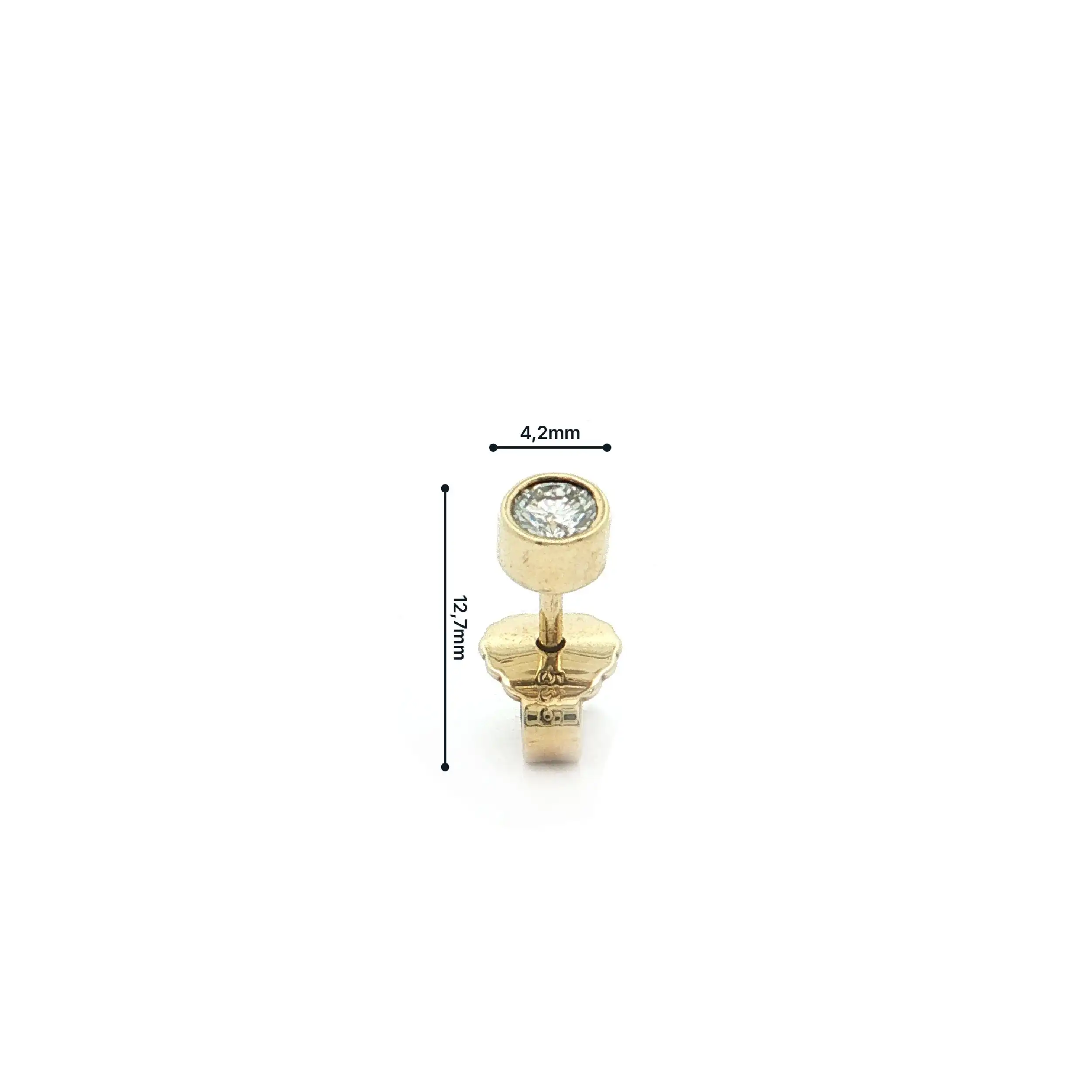 Einzelner Ohrstecker Gelbgold mit Brillant