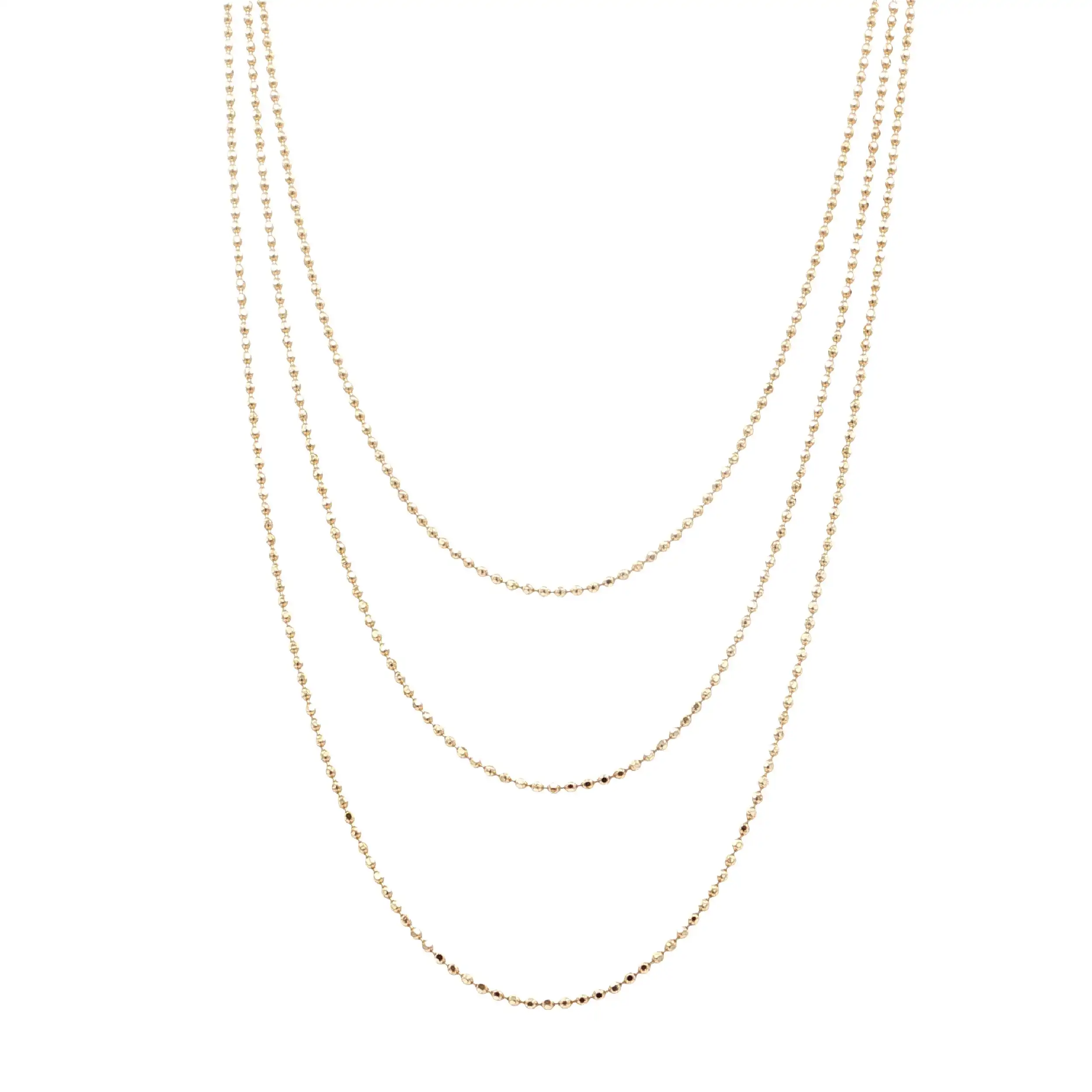 Kügelchenkette Gelbgold diamantiert dreireihig