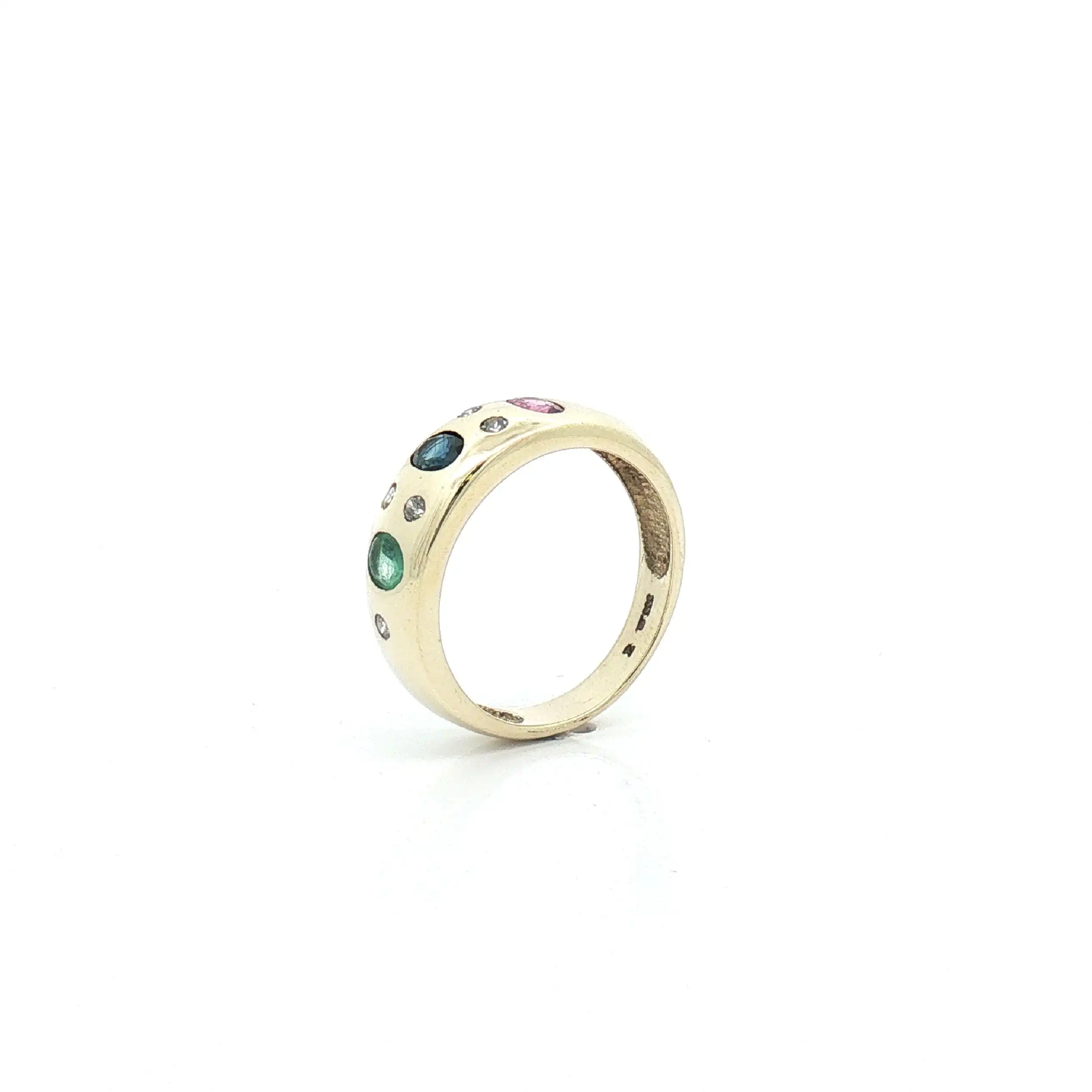 Ring Gelbgold mit verschiedenen Farbsteinen
