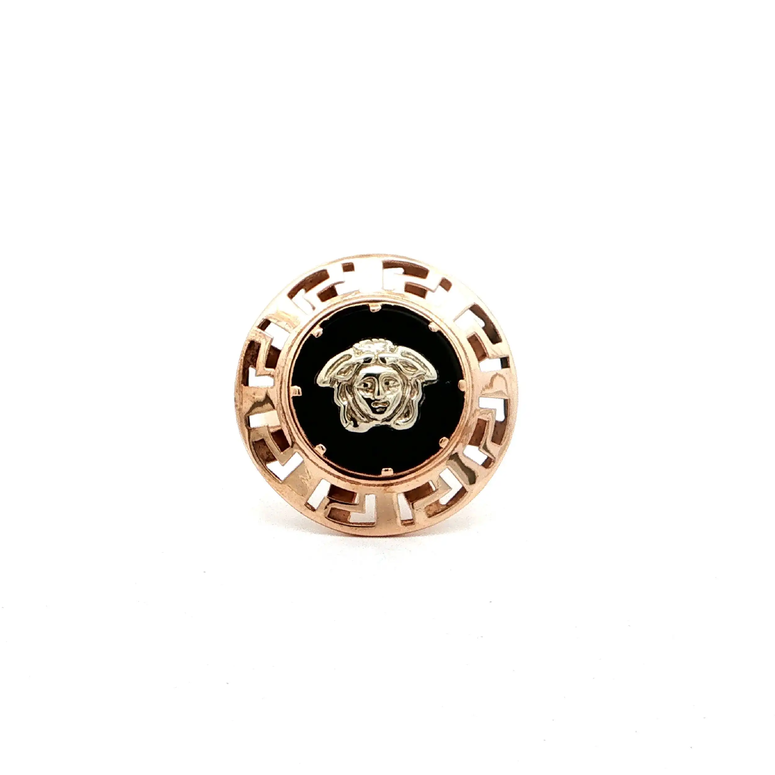 Ring Bicolor mit schwarzem Farbstein & Medusa