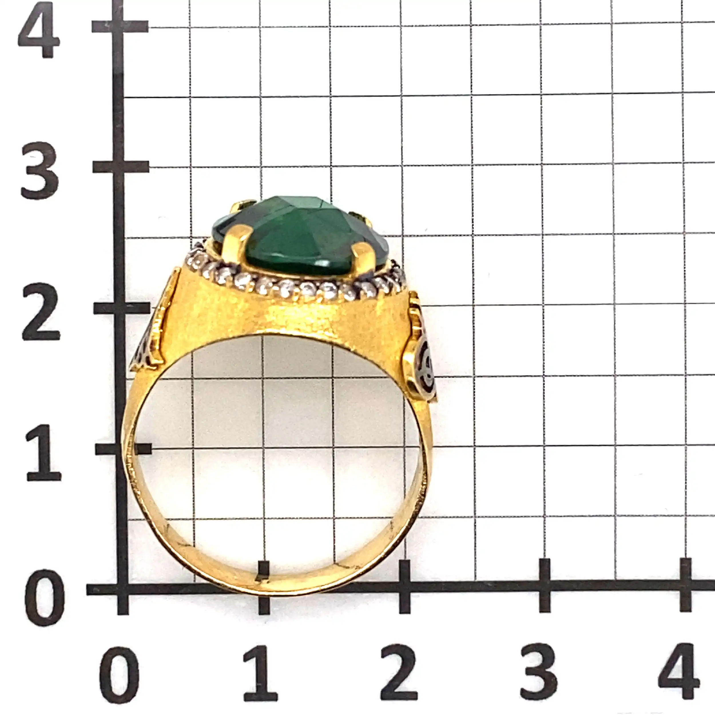 Ring Bicolor mit grünem Stein und Zirkonia Ring Bicolor mit grünem Stein und Zirkonia