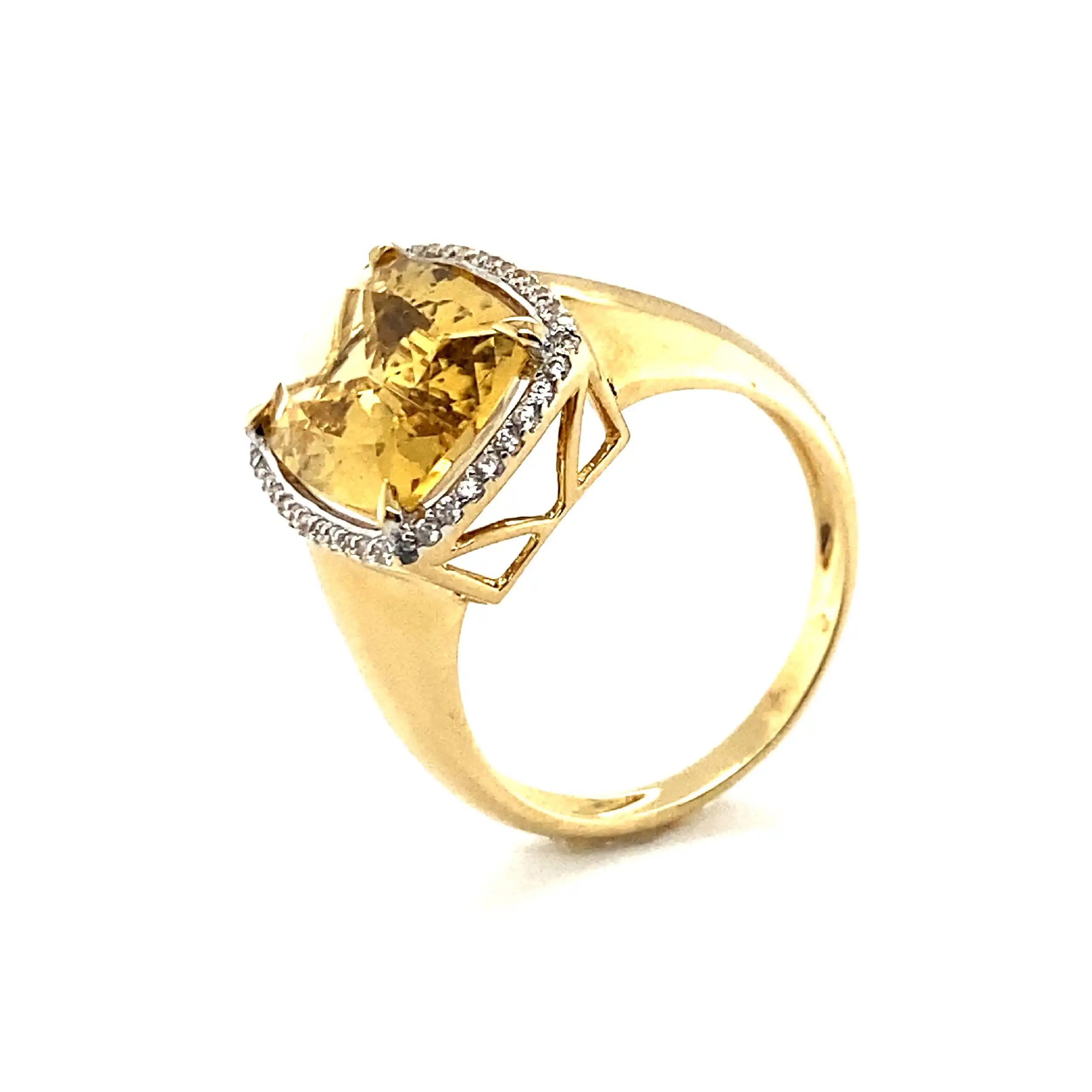 Ring Gelbgold mit Heliodor 5,1ct und weißen natürlichen Zirkonen 0,26ct, mit Expertise von EPL Ring Gelbgold mit Heliodor 5,1ct und weißen natürlichen Zirkonen 0,26ct, mit Expertise von EPL