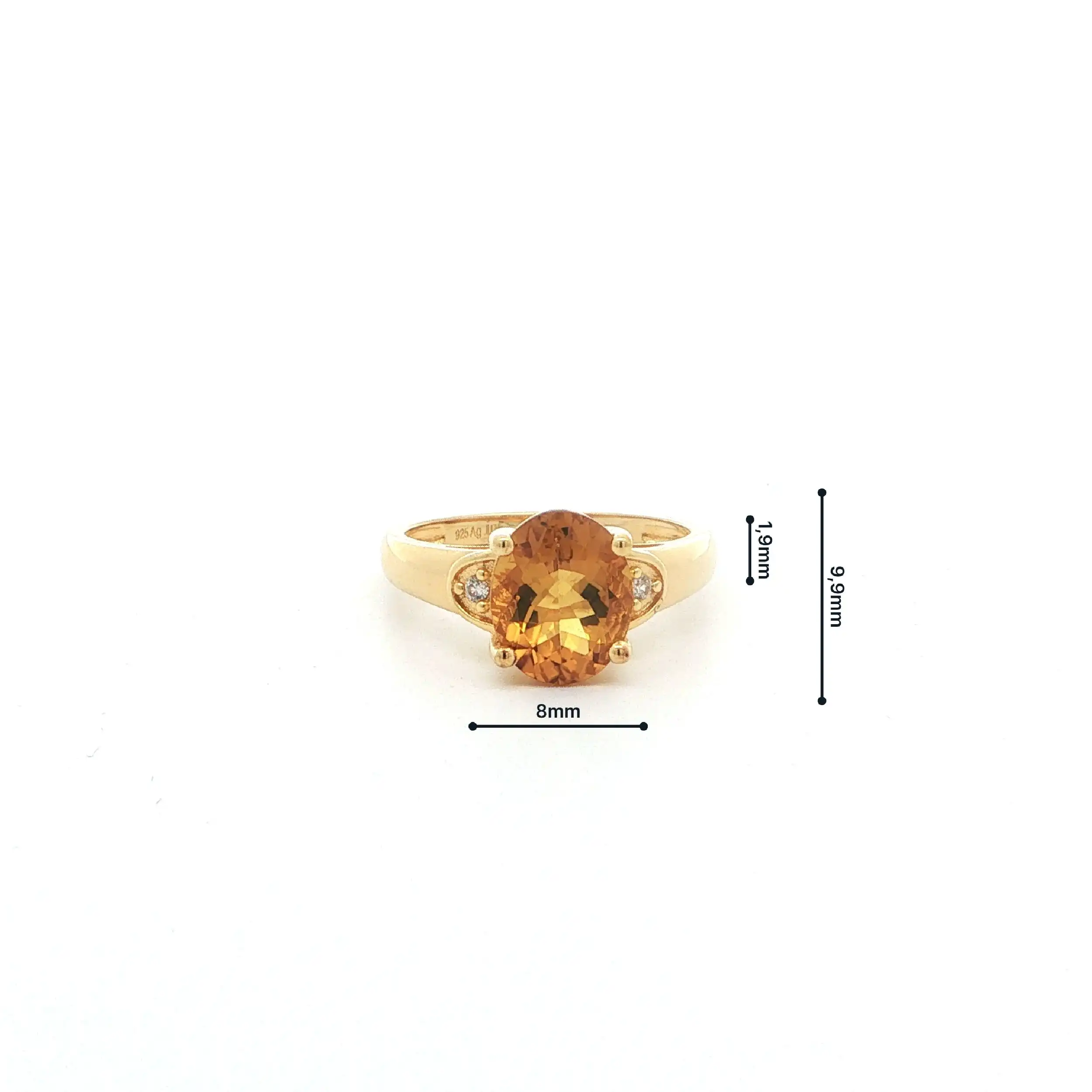 Silberring vergoldet mit Citrin & Zirkonia