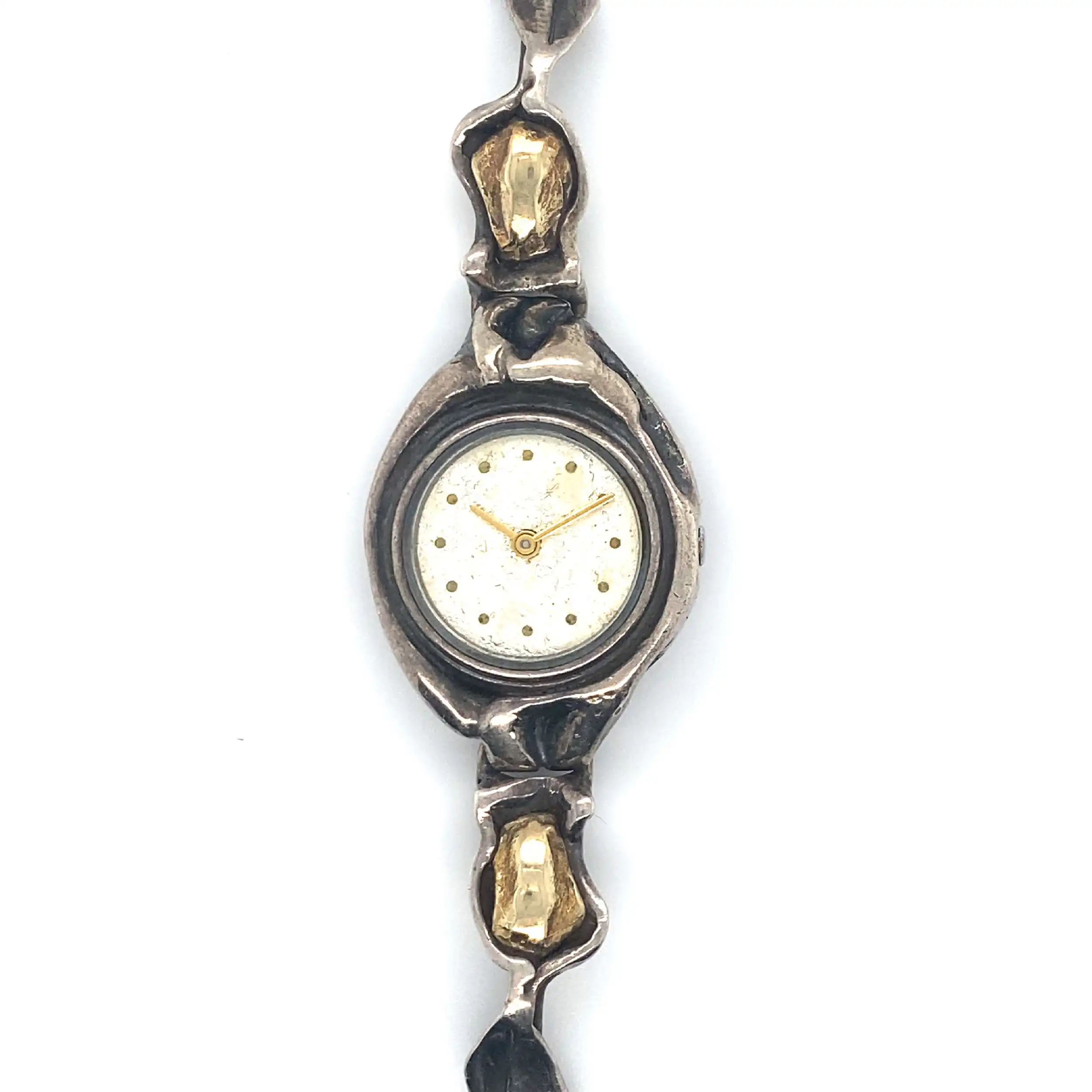 Damenuhr Silber mit goldenen Elementen Damenuhr Silber mit goldenen Elementen