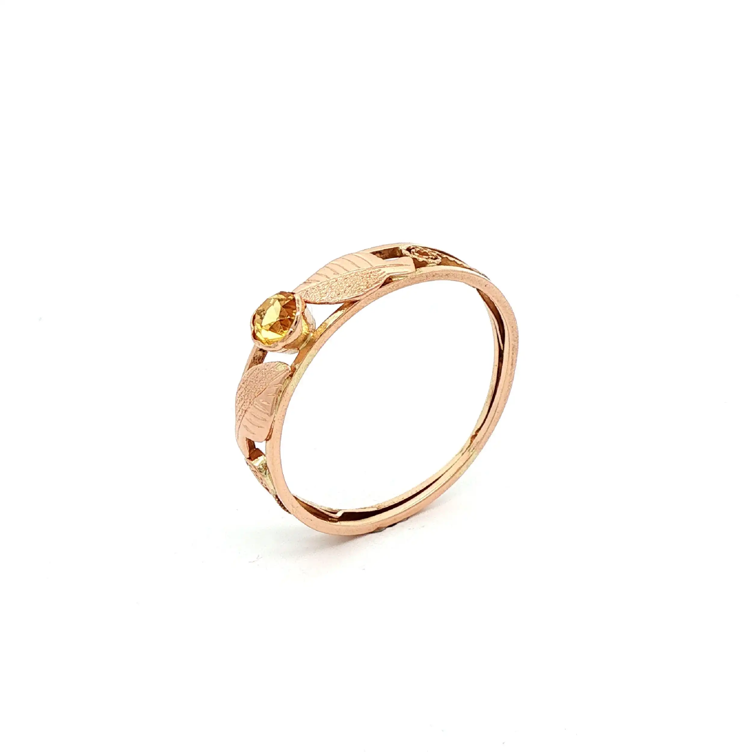 Ring Rotgold mit gelbem Farbstein