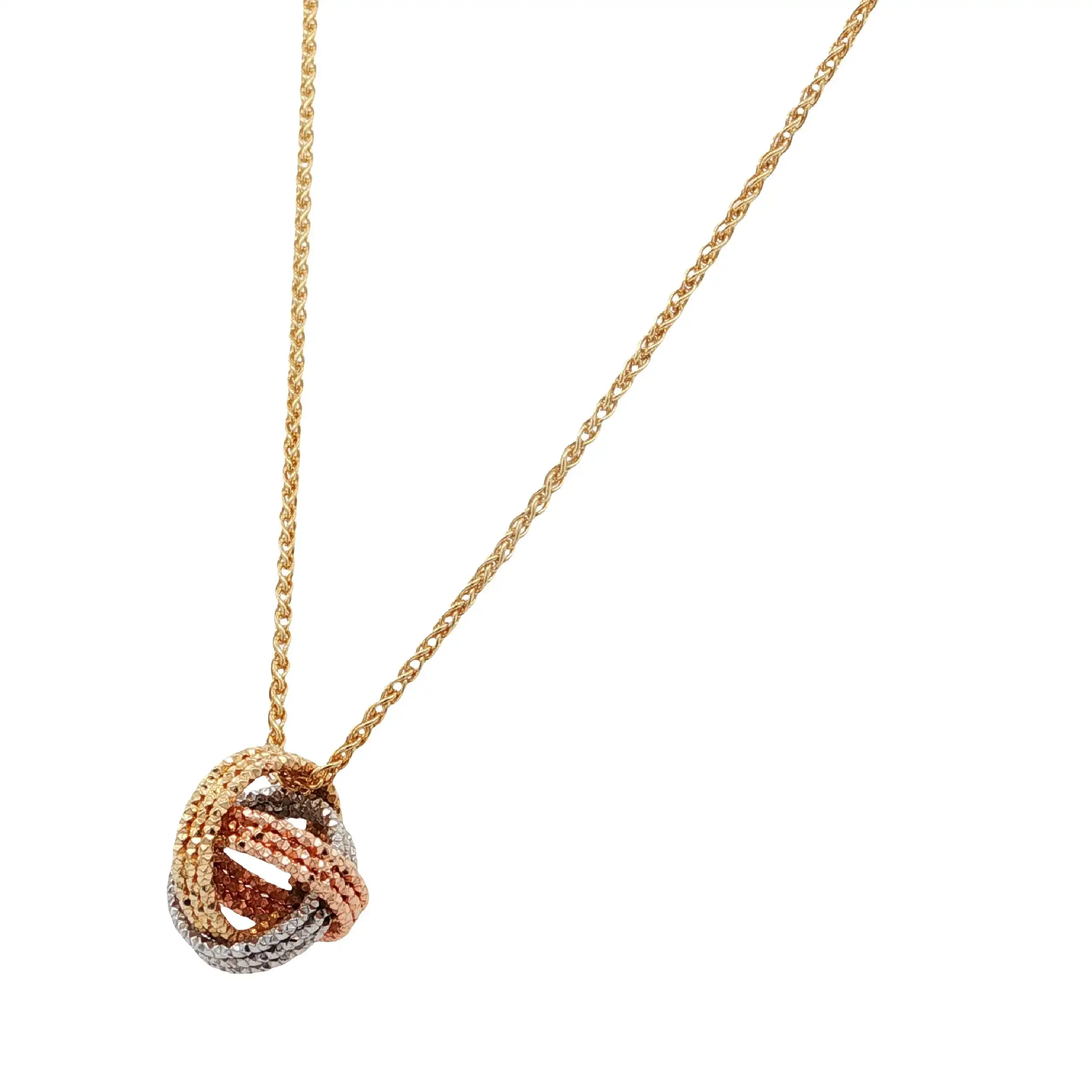 Zopfkette Gelbgold mit Anhänger Tricolor