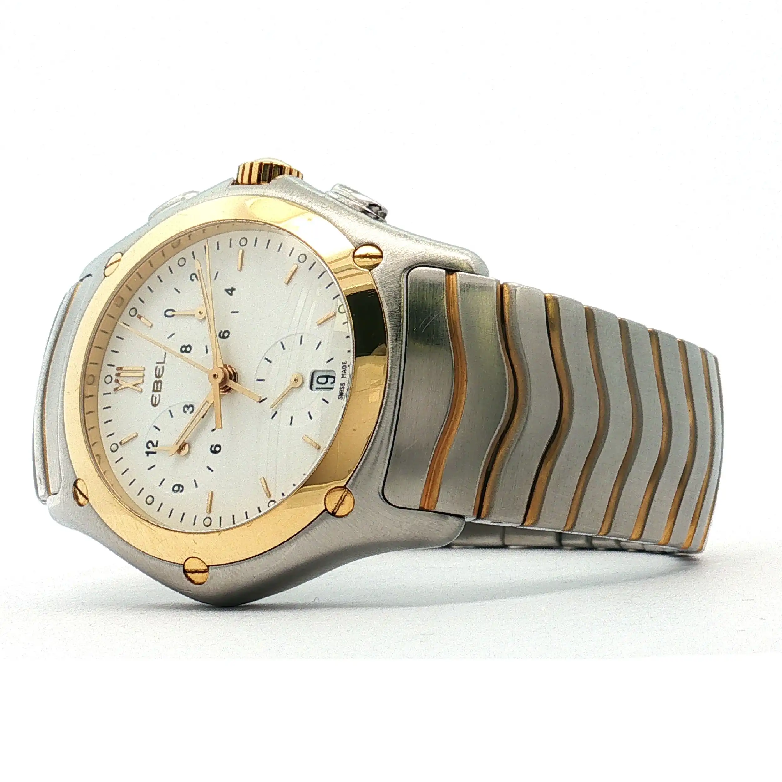 Herrenuhr Ebel Classic Wave Stahl / Gold Quarz Chrono