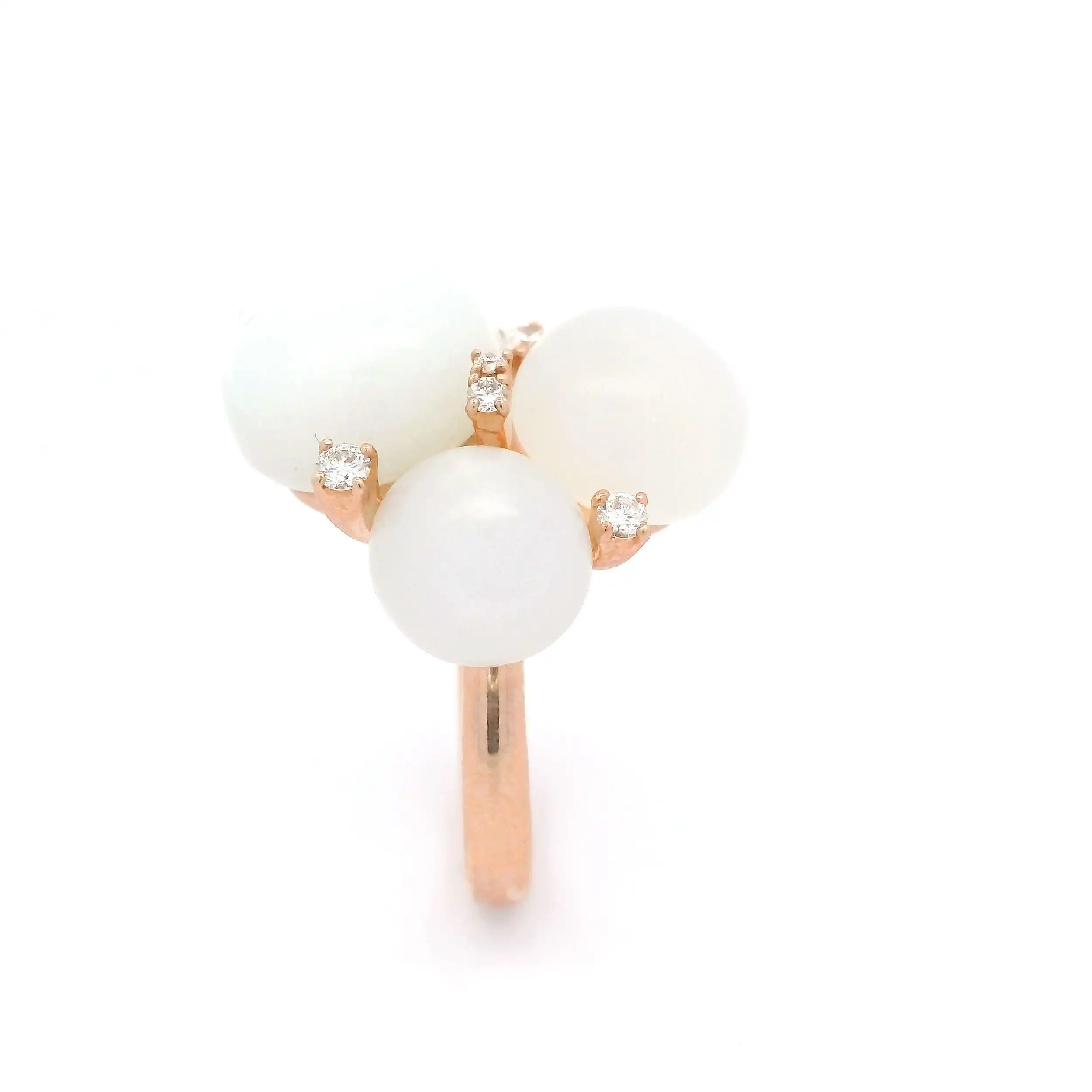 Ring Roségold mit Brillanten und Mondstein Cabochon mit 0,15ct graviert