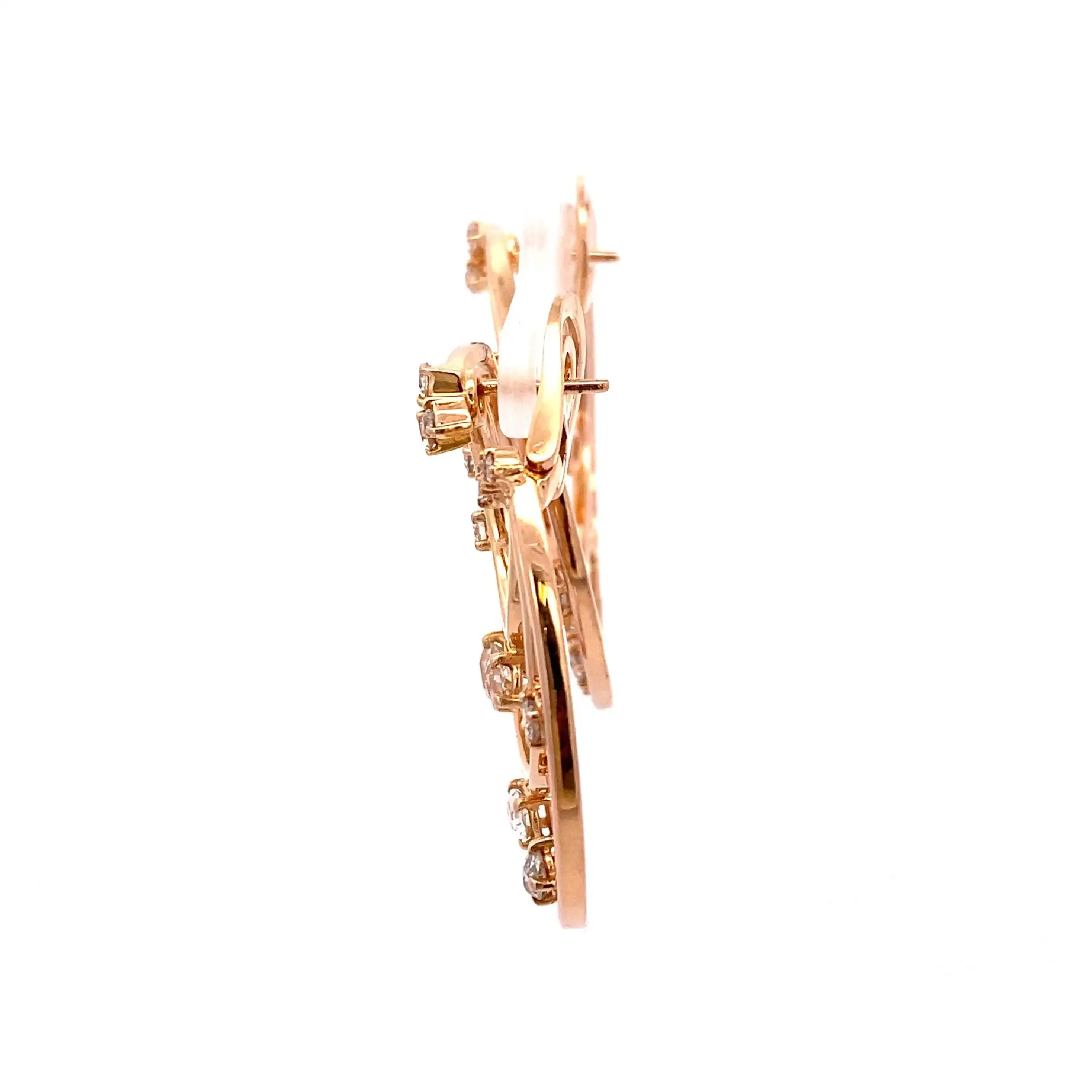 Paar Creolen Rosegold mit Brillanten und Diamanten Altschliff Paar Creolen Rosegold mit Brillanten und Diamanten Altschliff