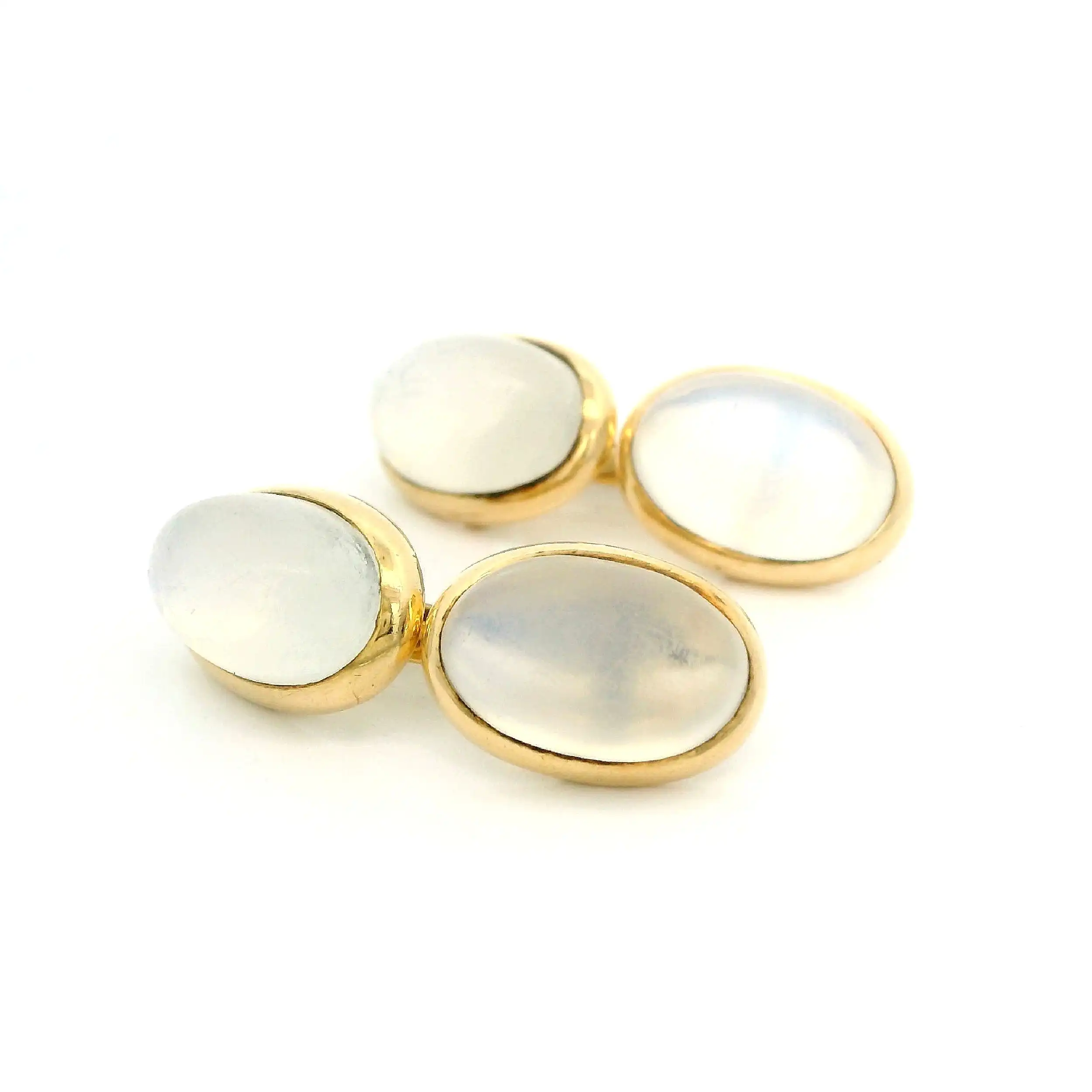 Manschettenknöpfe Gelbgold mit Mondsteincabochon Manschettenknöpfe Gelbgold mit Mondsteincabochon