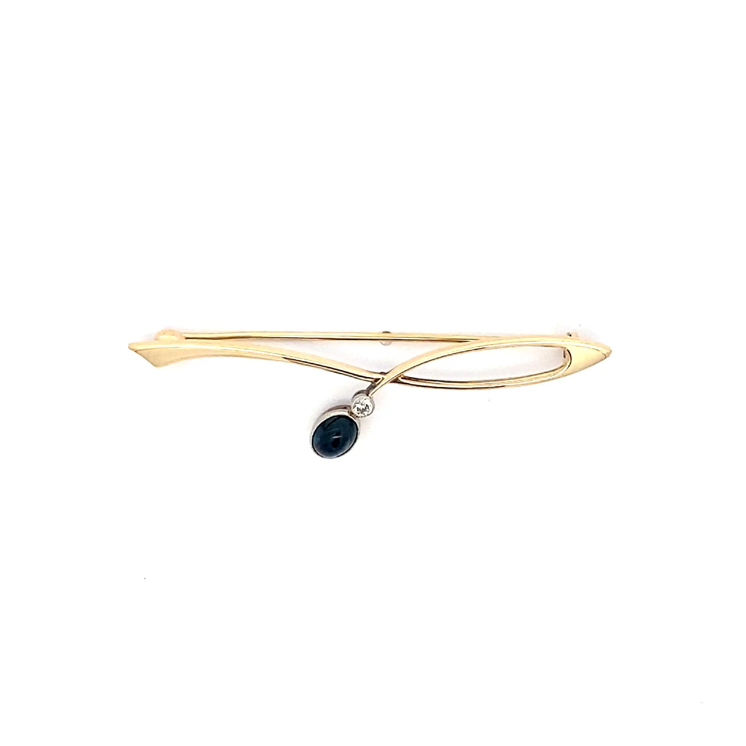 Brosche Bicolor mit Saphir und Brillant Brosche Bicolor mit Saphir und Brillant