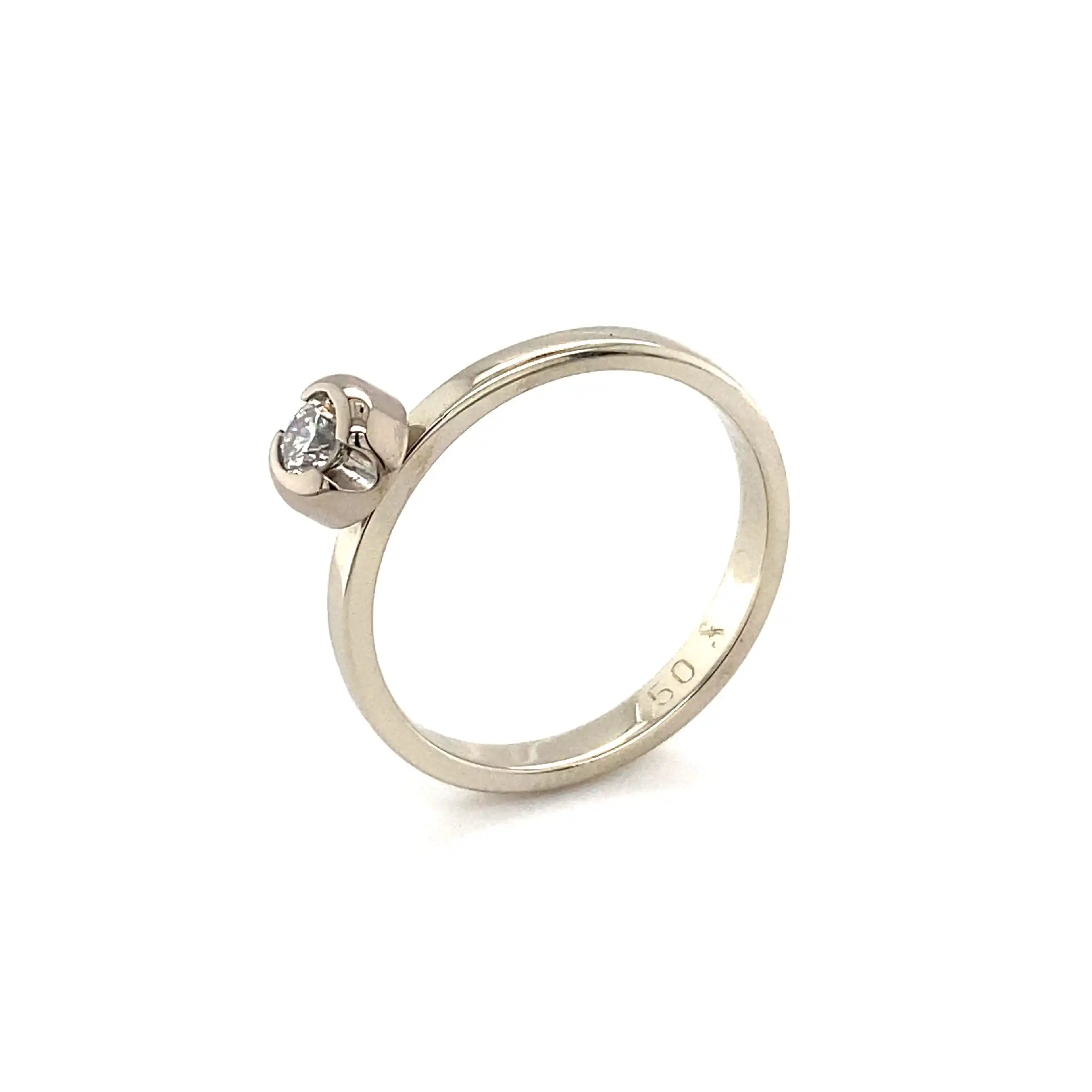 Ring Weißgold mit Brillant, graviert mit 0,16ct. W/SI