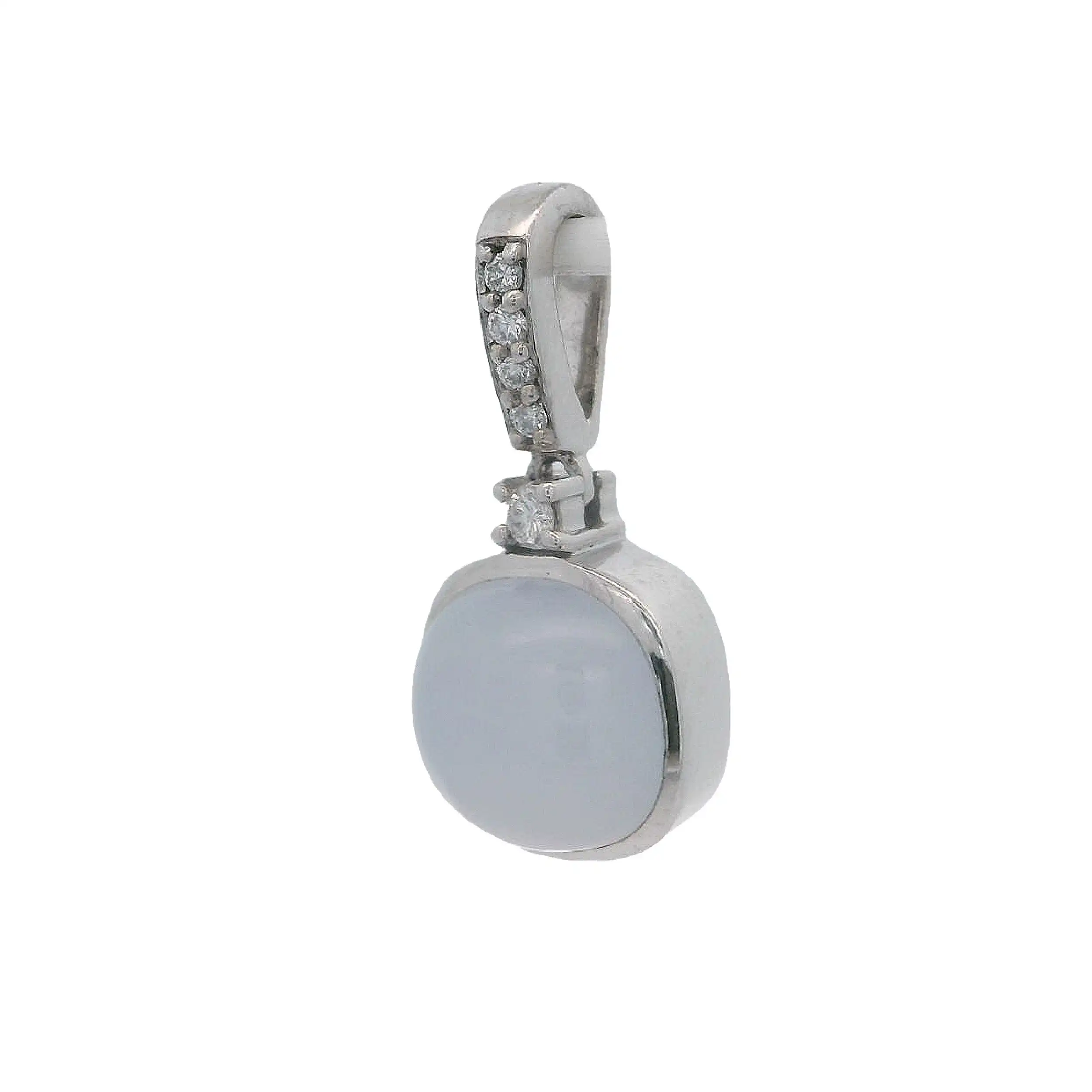 Anhänger Weißgold mit Chalcedon Cabochon und Brillanten