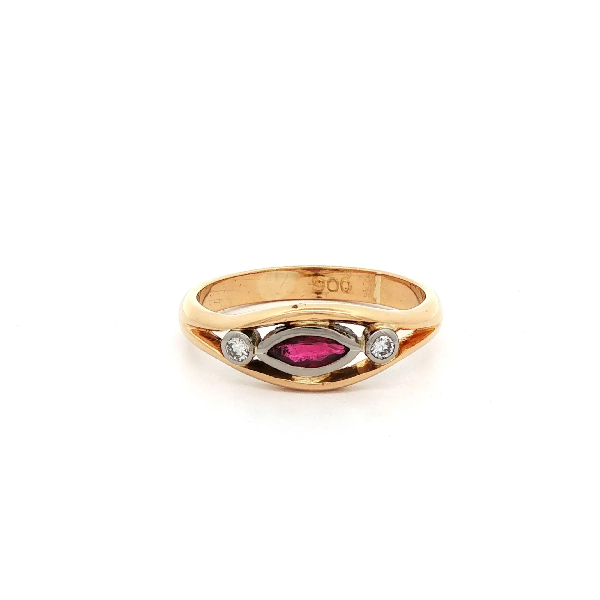 Ring Bicolor mit Rubin und Brillanten