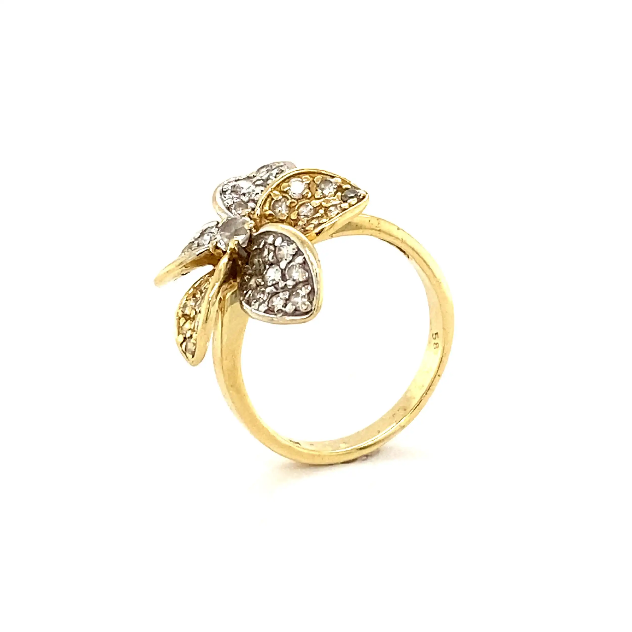 Ring Bicolor Blumenmuster mit Zirkonia Ring Bicolor Blumenmuster mit Zirkonia