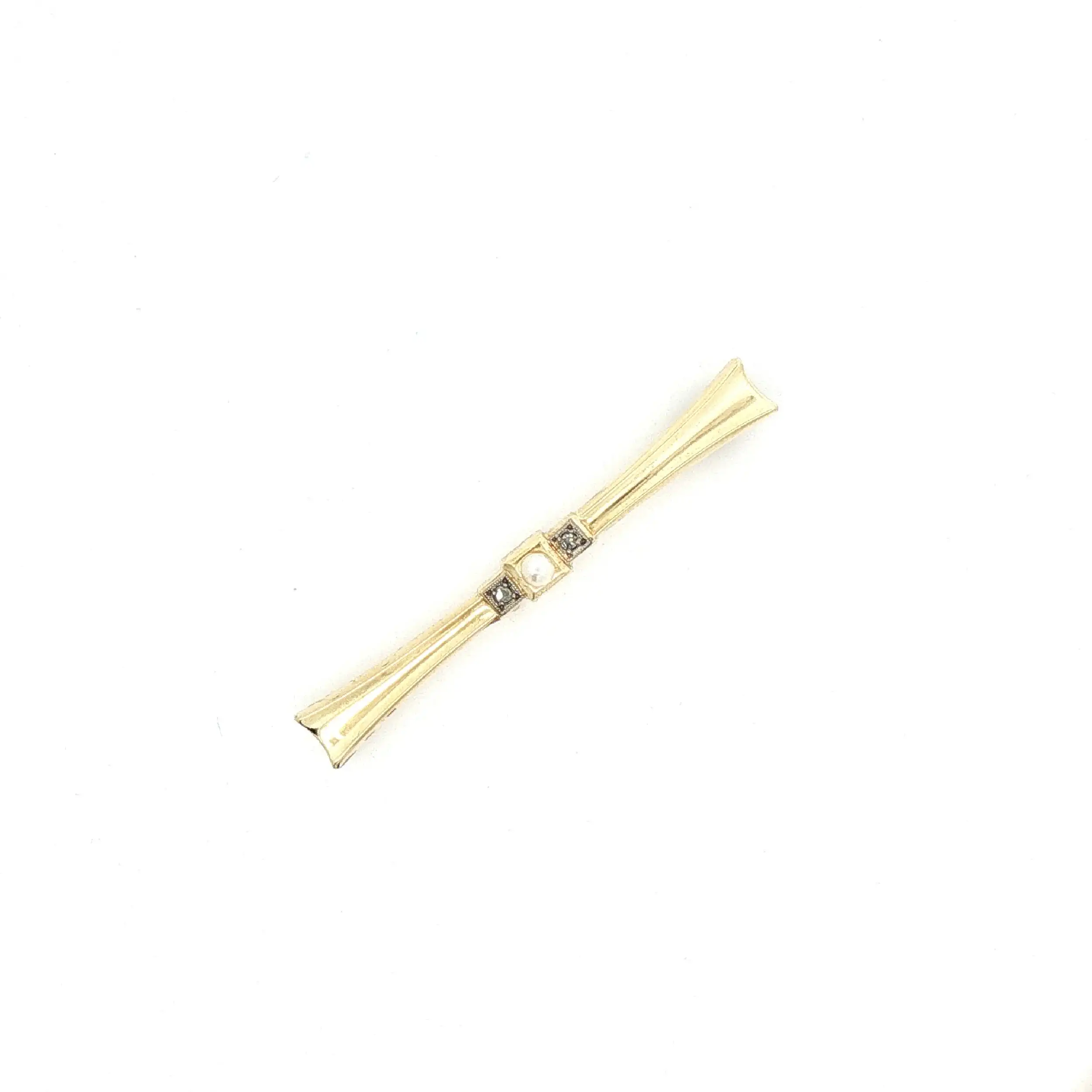 Brosche Gelbgold mit DIamanten und Perle Brosche Gelbgold mit DIamanten und Perle