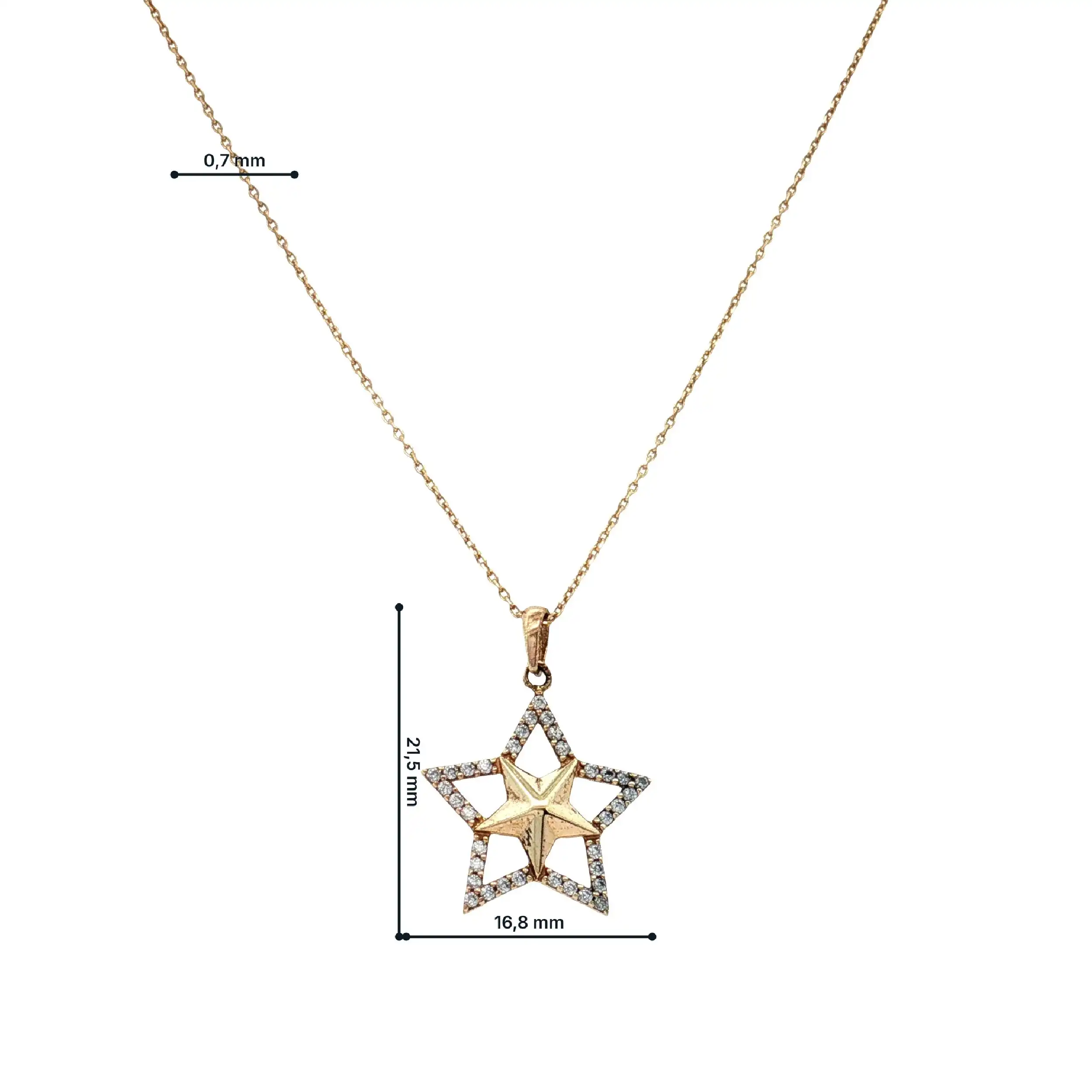 Kette mit Anhänger Gelbgold Stern Zirkonia