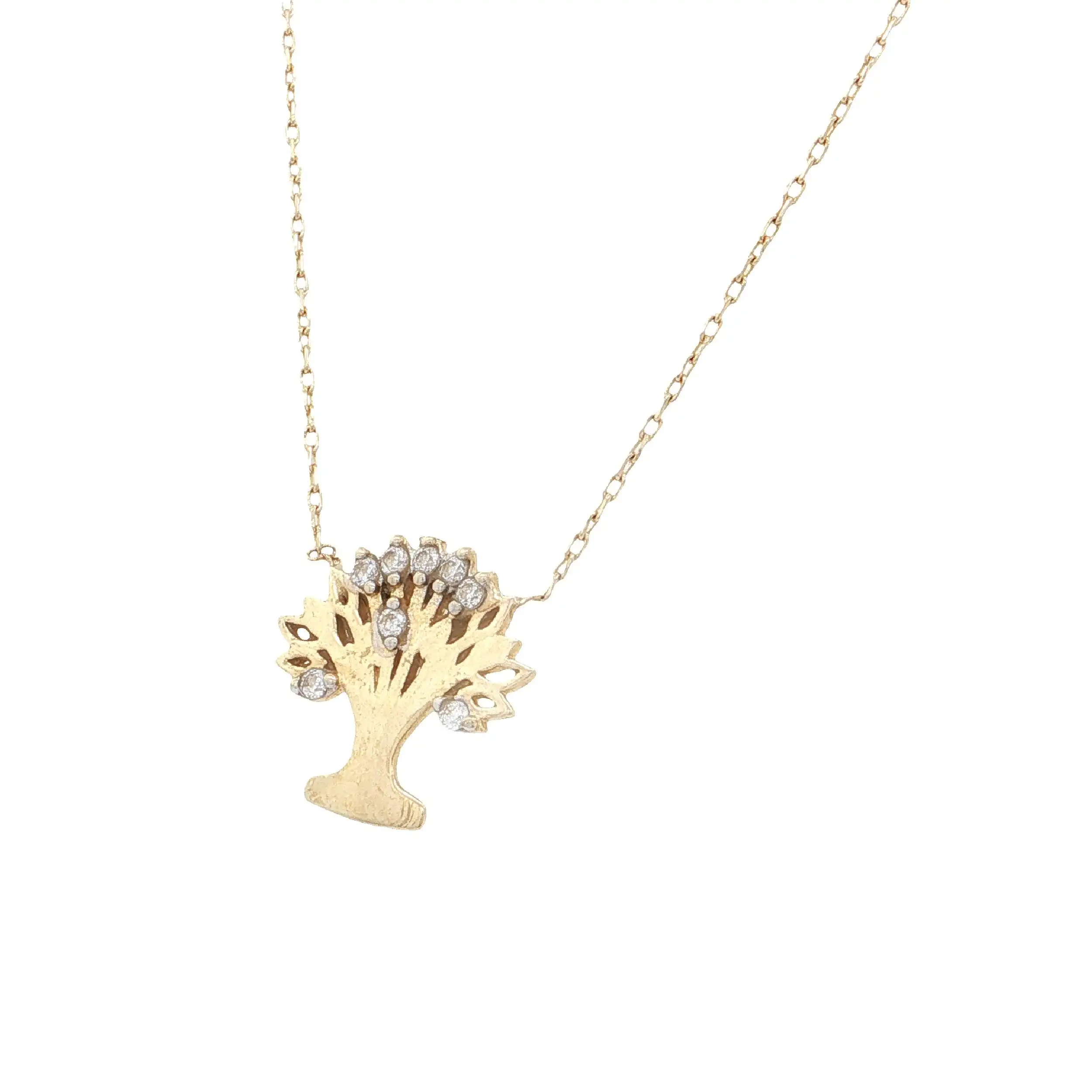 Collier Gelbgold "Baum" mit Zirkonia