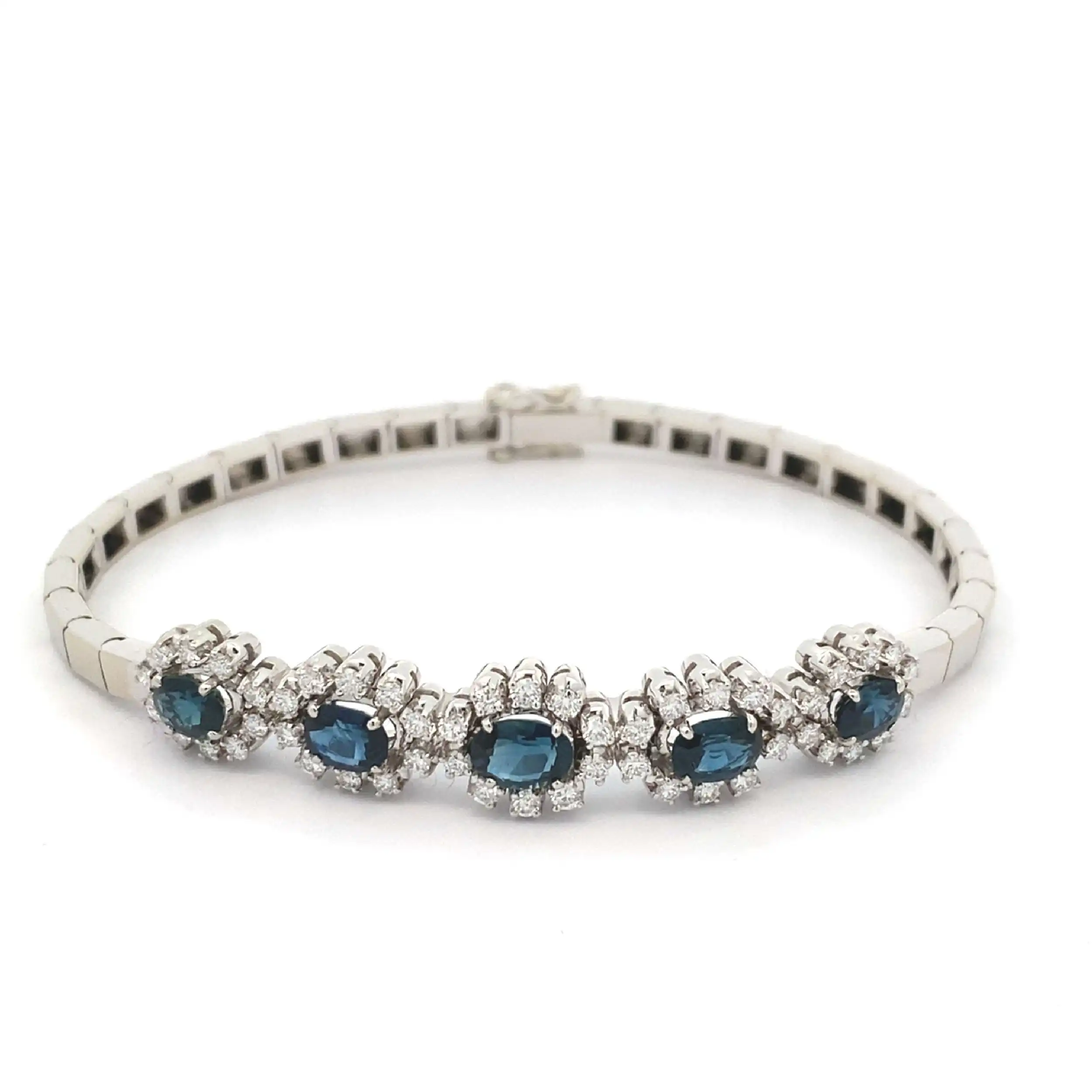 Armband Weißgold mit Saphir und Brillanten, mit EPL Expertise Armband Weißgold mit Saphir und Brillanten, mit EPL Expertise