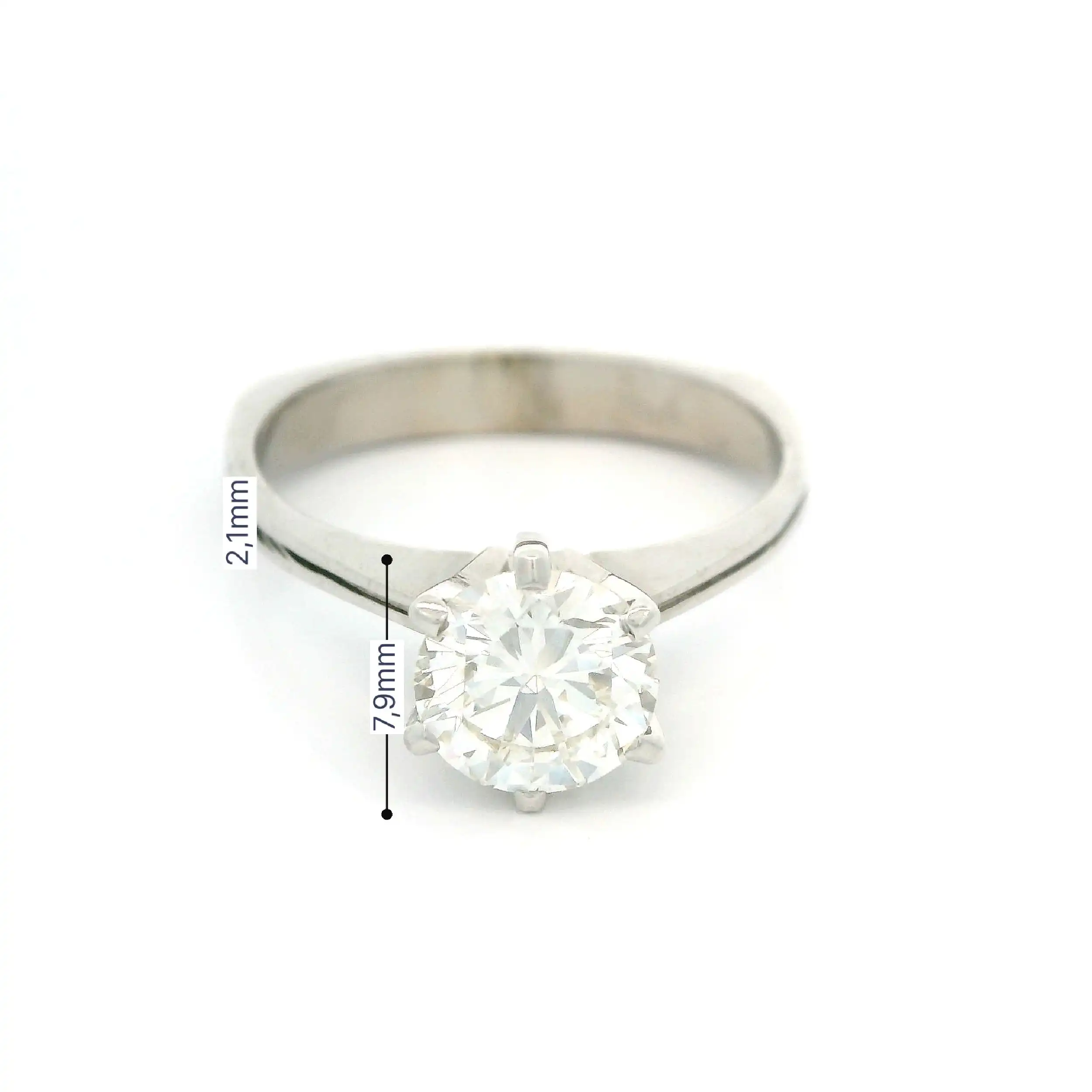 Solitärring Weißgold mit Brillant, mit DPL Expertise 1,21ct I/VVS2
