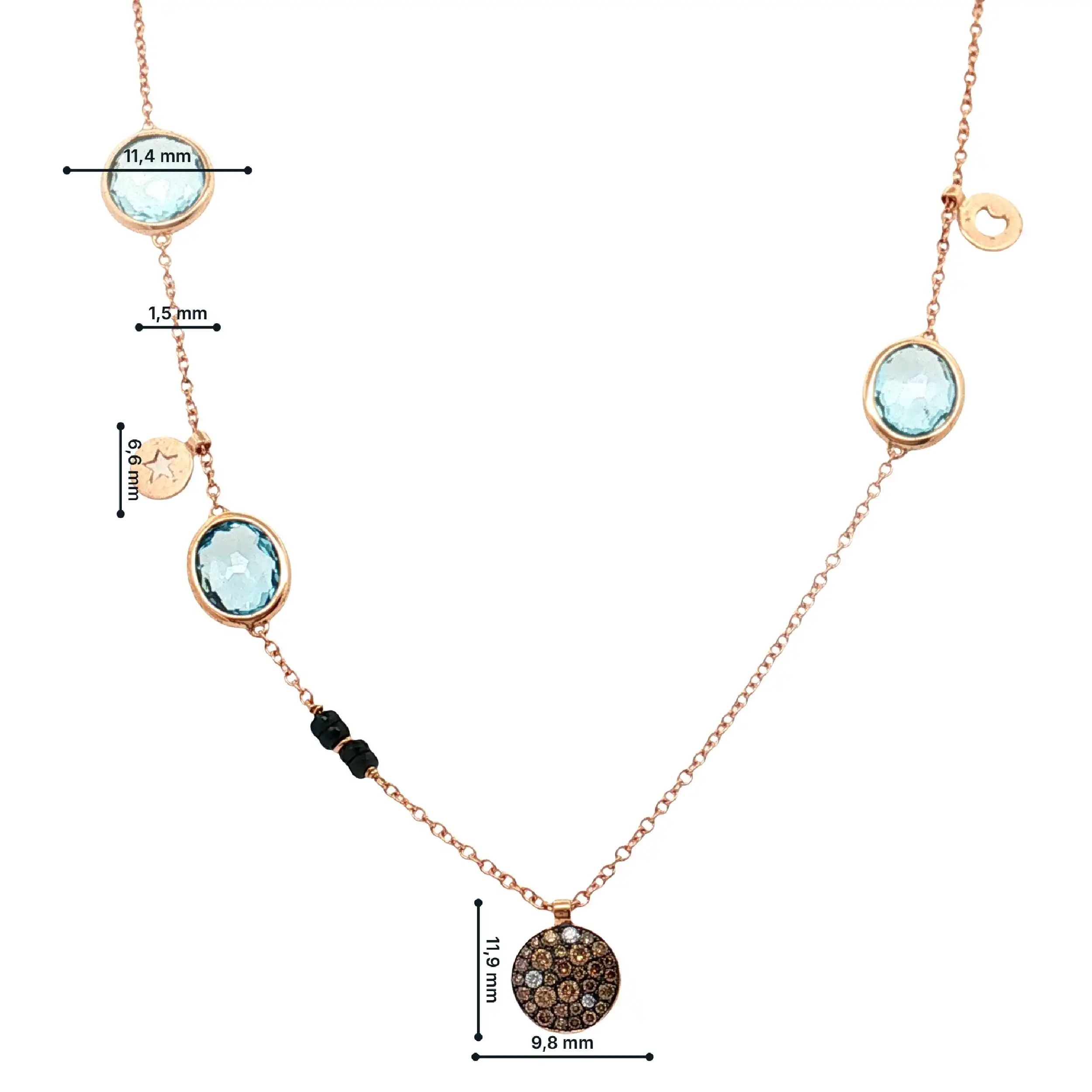 Collier Rotgold Al Coro mit Topas, Saphir und Diamanten