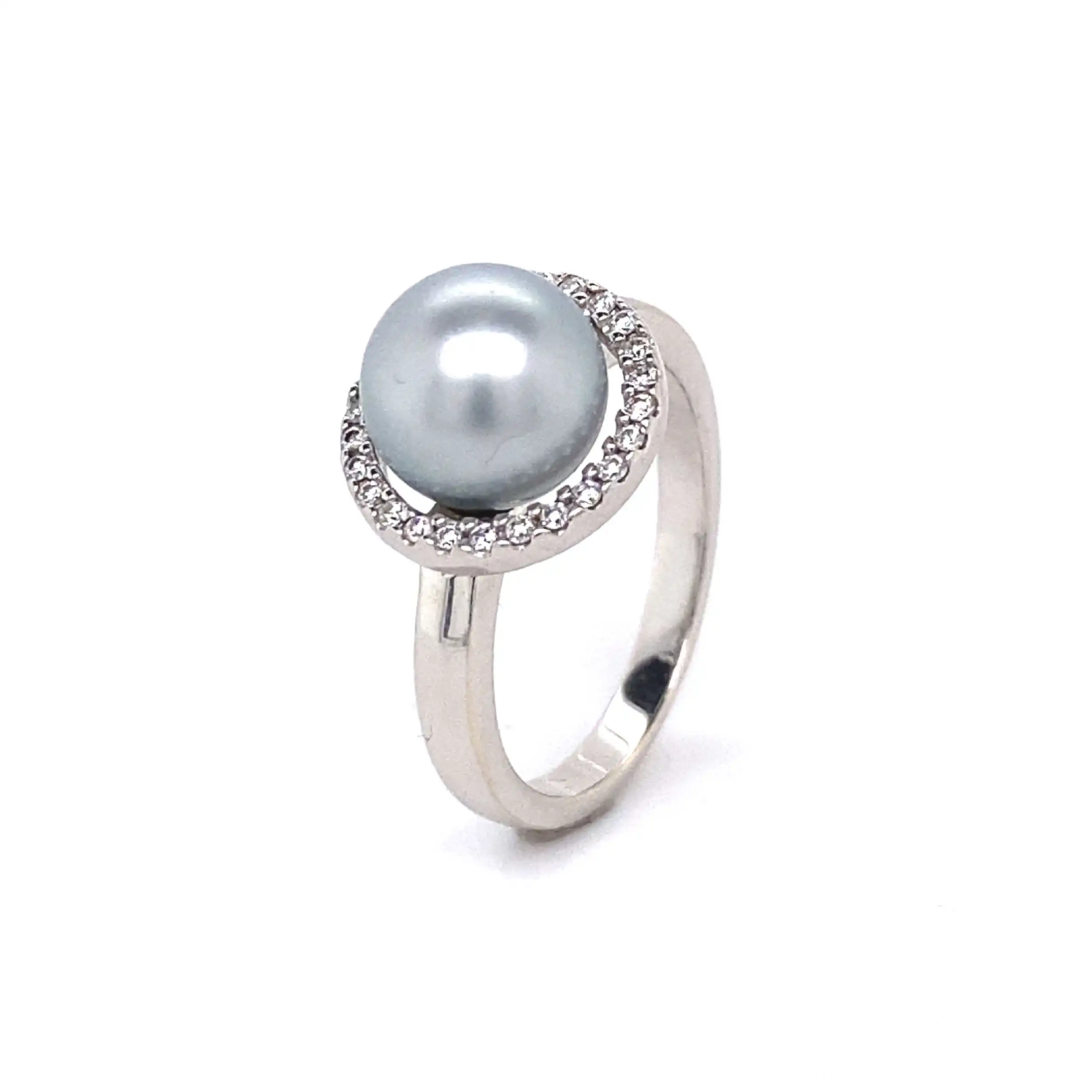 Ring Weißgold mit Perle und Brillanten