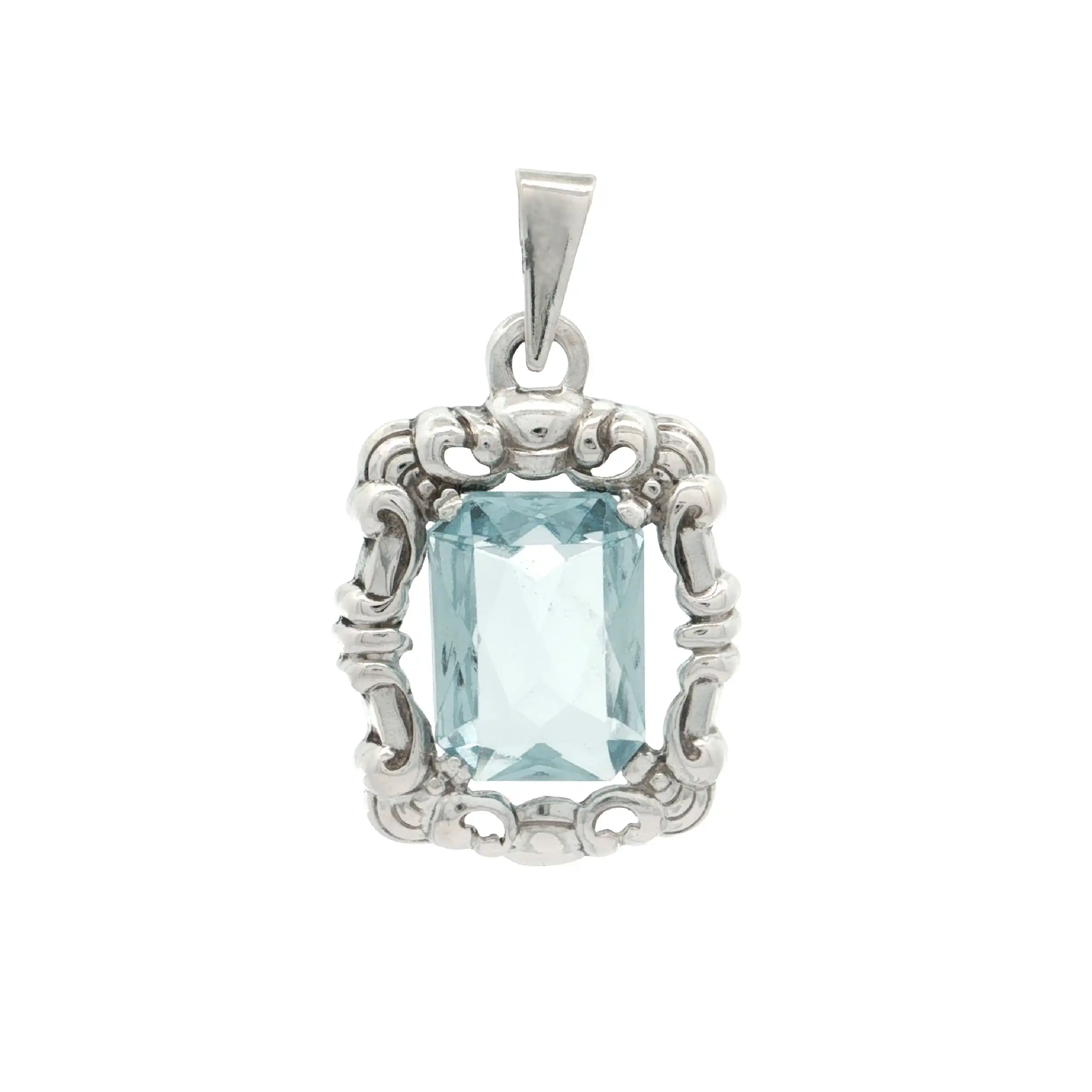 Anhänger Silber mit blauem Glasstein
