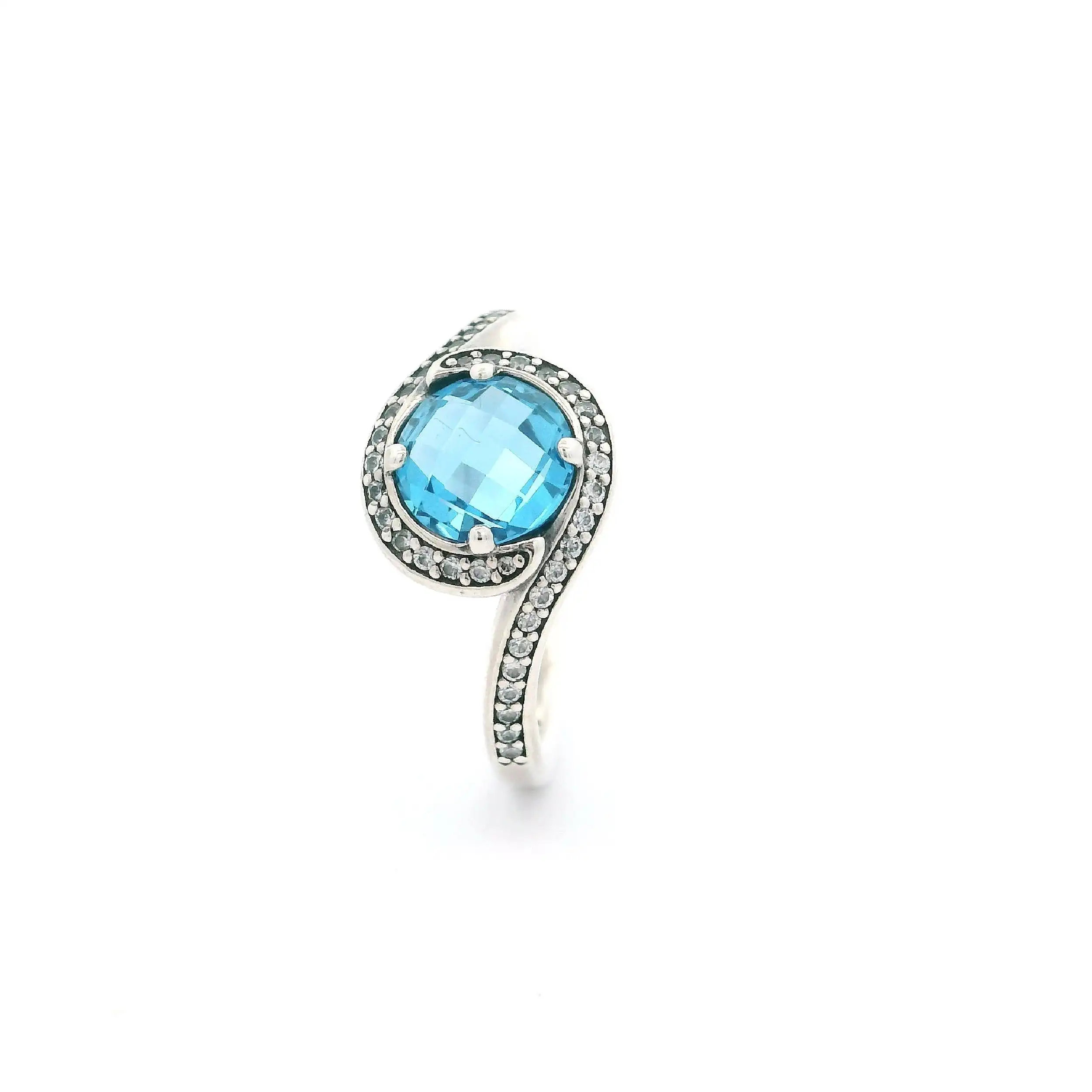 Silberring Pandora mit blauem Farbstein & Zirkonia