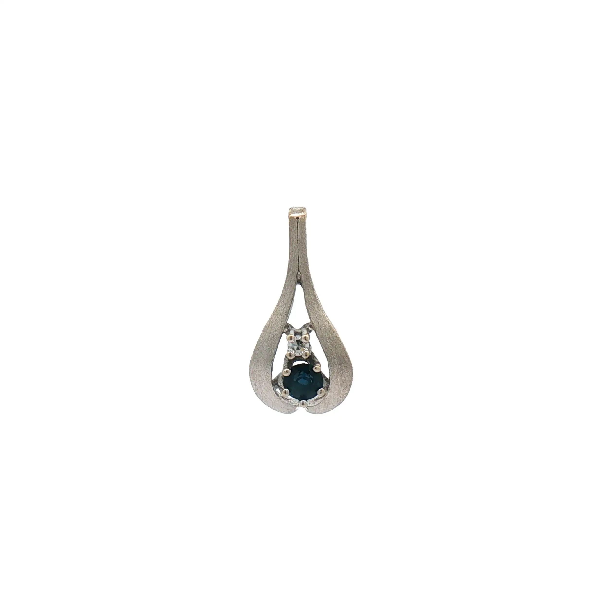 Anhänger Weißgold mit Diamant und Saphir Anhänger Weißgold mit Diamant und Saphir