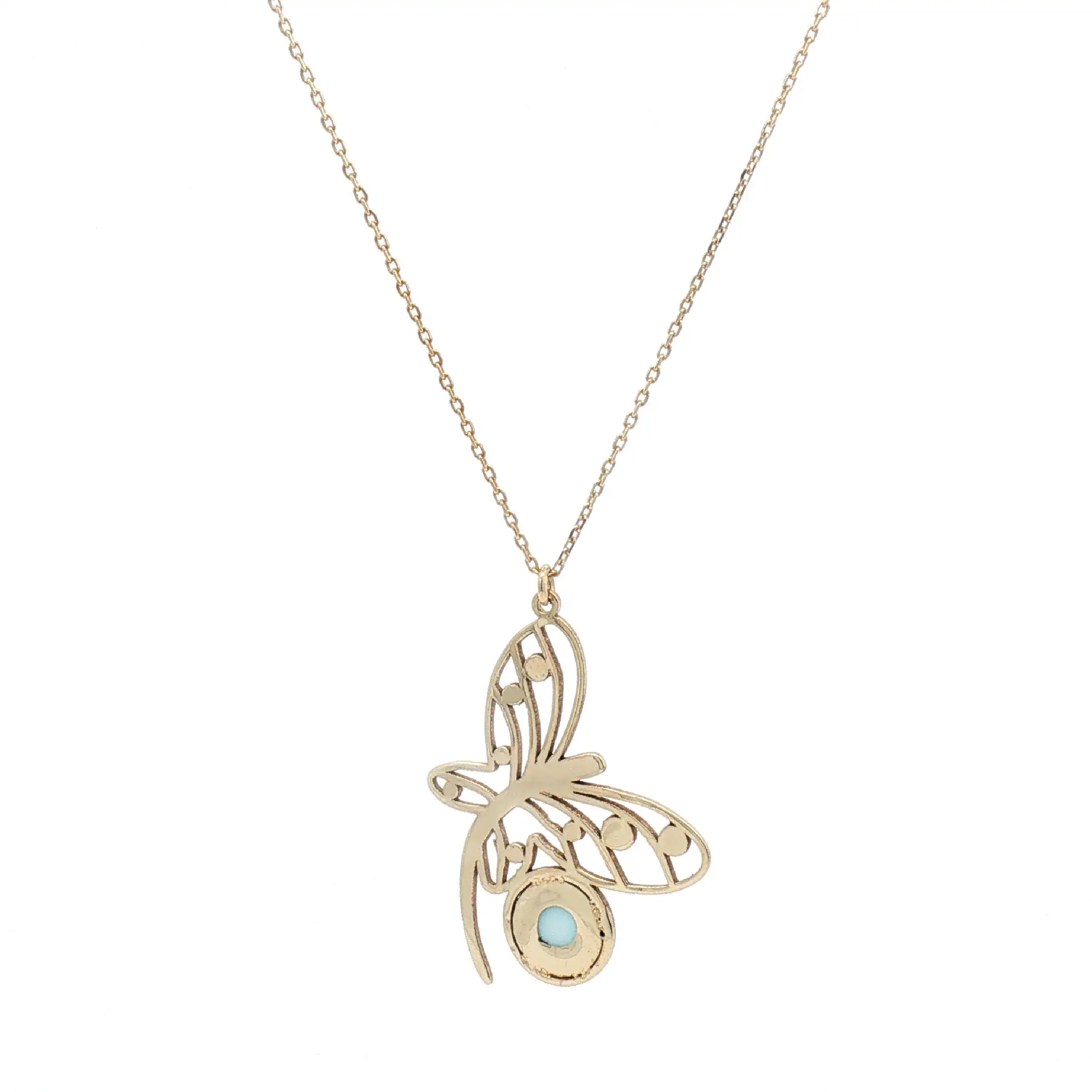 Ankerkette Gelbgold mit Anhänger Schmetterling und blauem Farbstein Ankerkette Gelbgold mit Anhänger Schmetterling und blauem Farbstein
