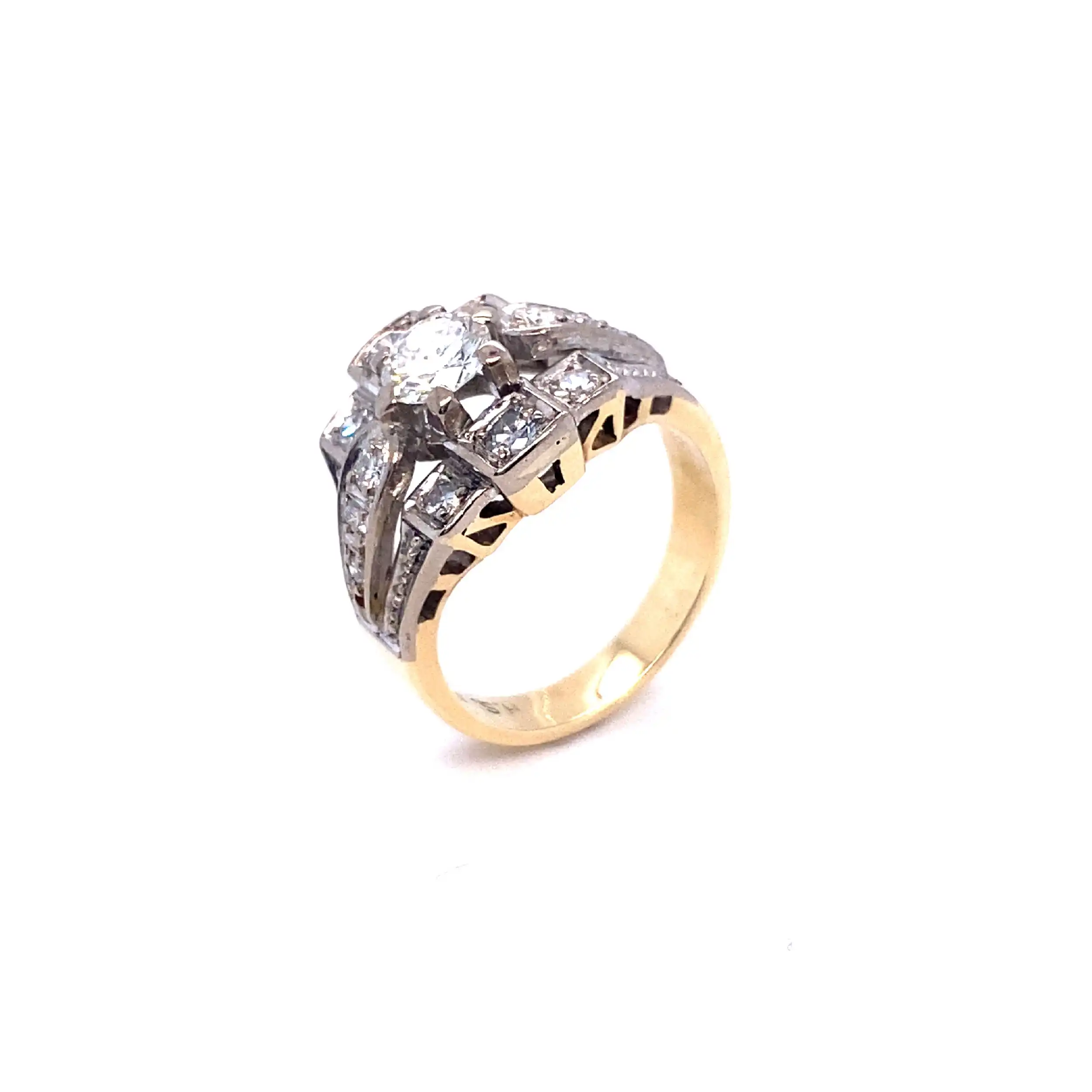 Ring bicolor mit Solitär ca. 0,65ct und Melee Brillanten Ring bicolor mit Solitär ca. 0,65ct und Melee Brillanten