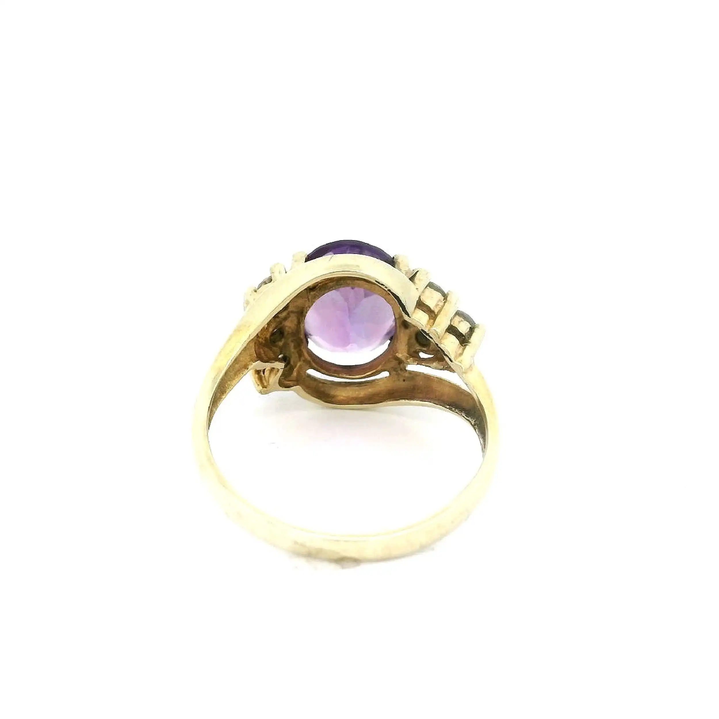 Ring Gelbgold mit Zirkonia und lila Farbstein