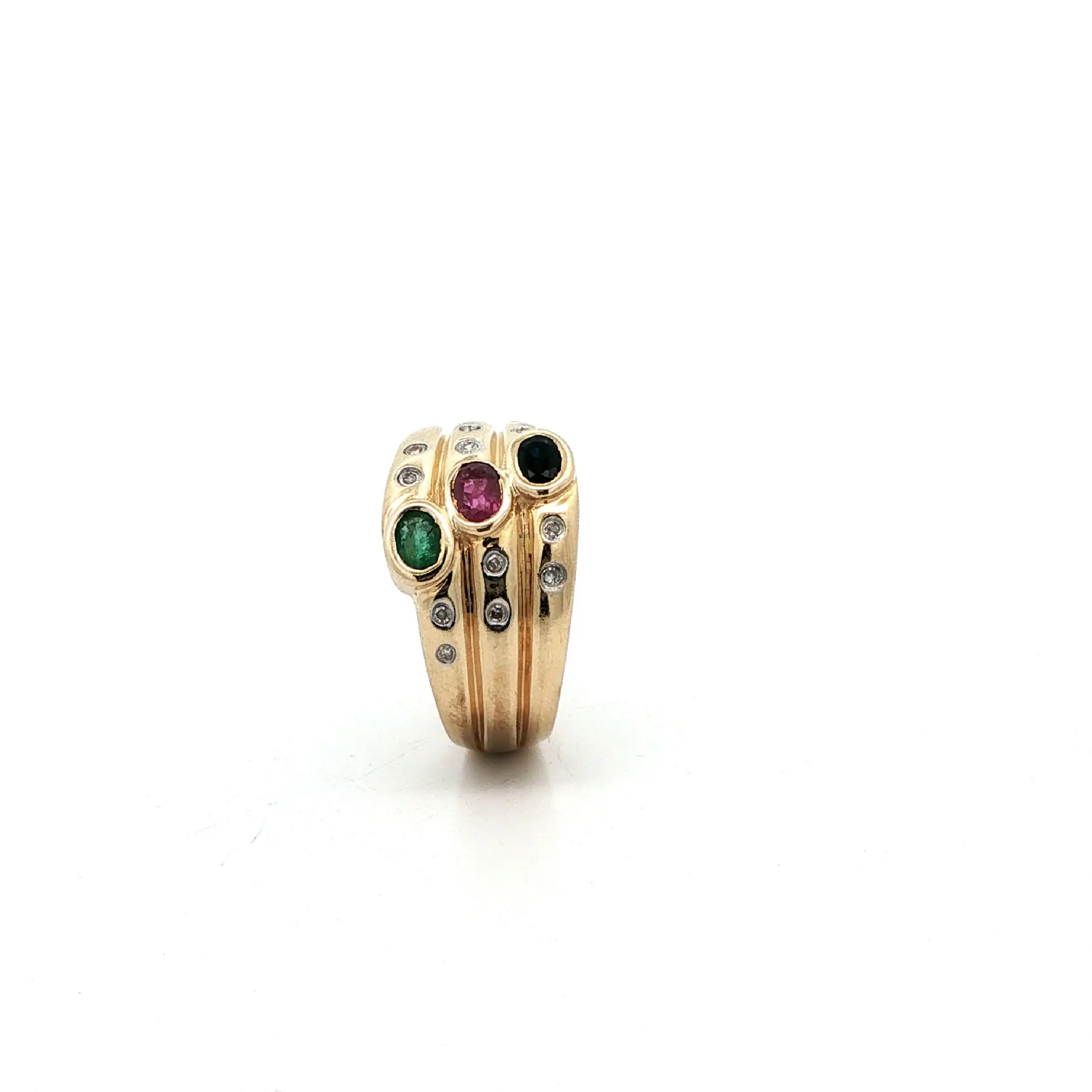 Ring Gelbgold mit Diamanten und bunten Farbsteinen Ring Gelbgold mit Diamanten und bunten Farbsteinen