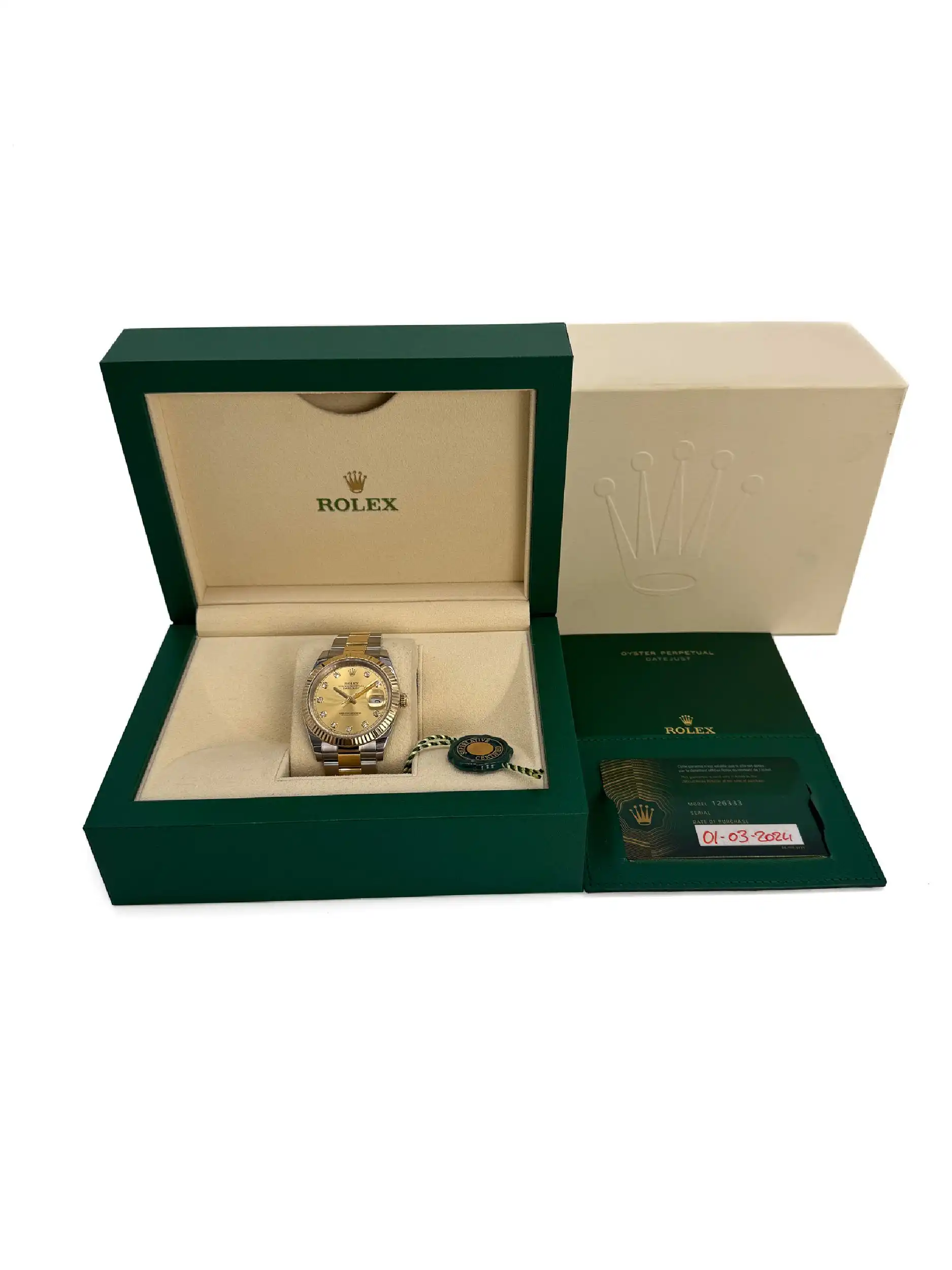 Herrenuhr Rolex Datejust 41 Stahl Gold mit Diamantblatt mit Box und Papieren Ref.126333 Herrenuhr Rolex Datejust 41 Stahl Gold mit Diamantblatt mit Box und Papieren Ref.126333