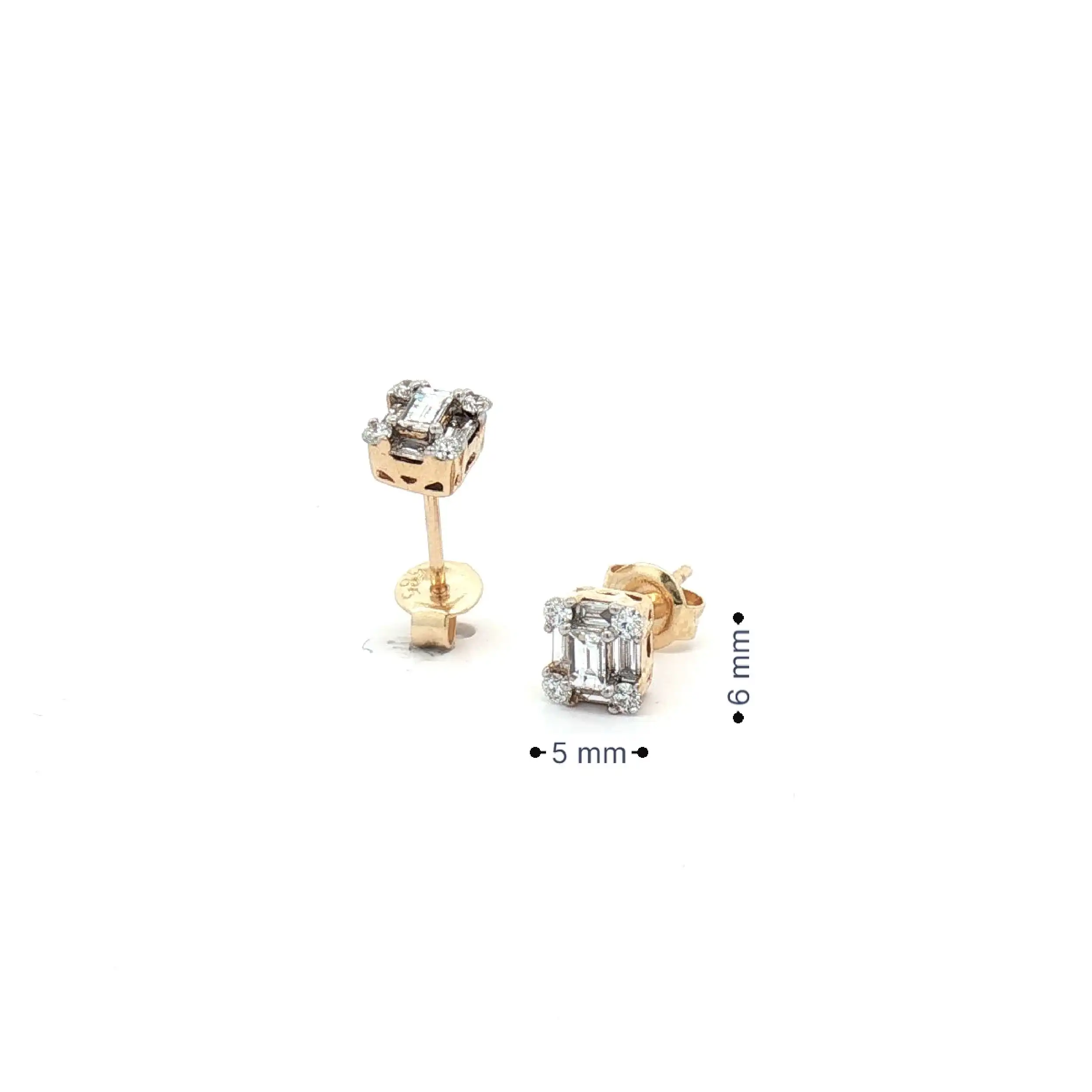 Ohrstecker Bicolor mit Diamanten im Smaragdschliff und Brillanten Ohrstecker Bicolor mit Diamanten im Smaragdschliff und Brillanten