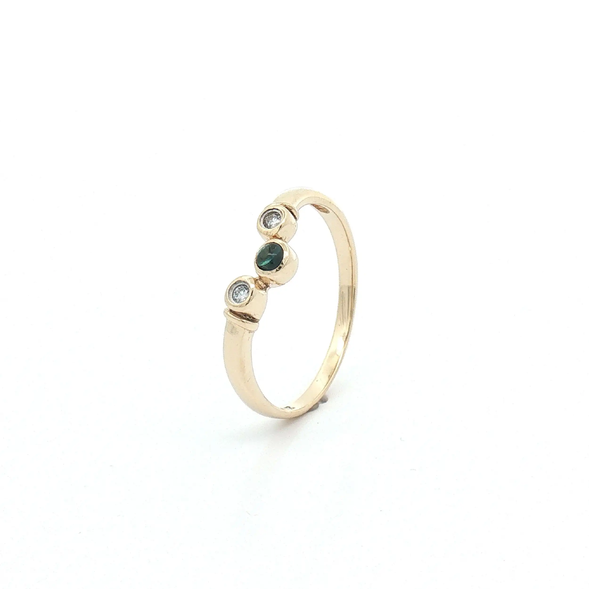 Ring Bicolor mit blauem Cabochon und Brillanten