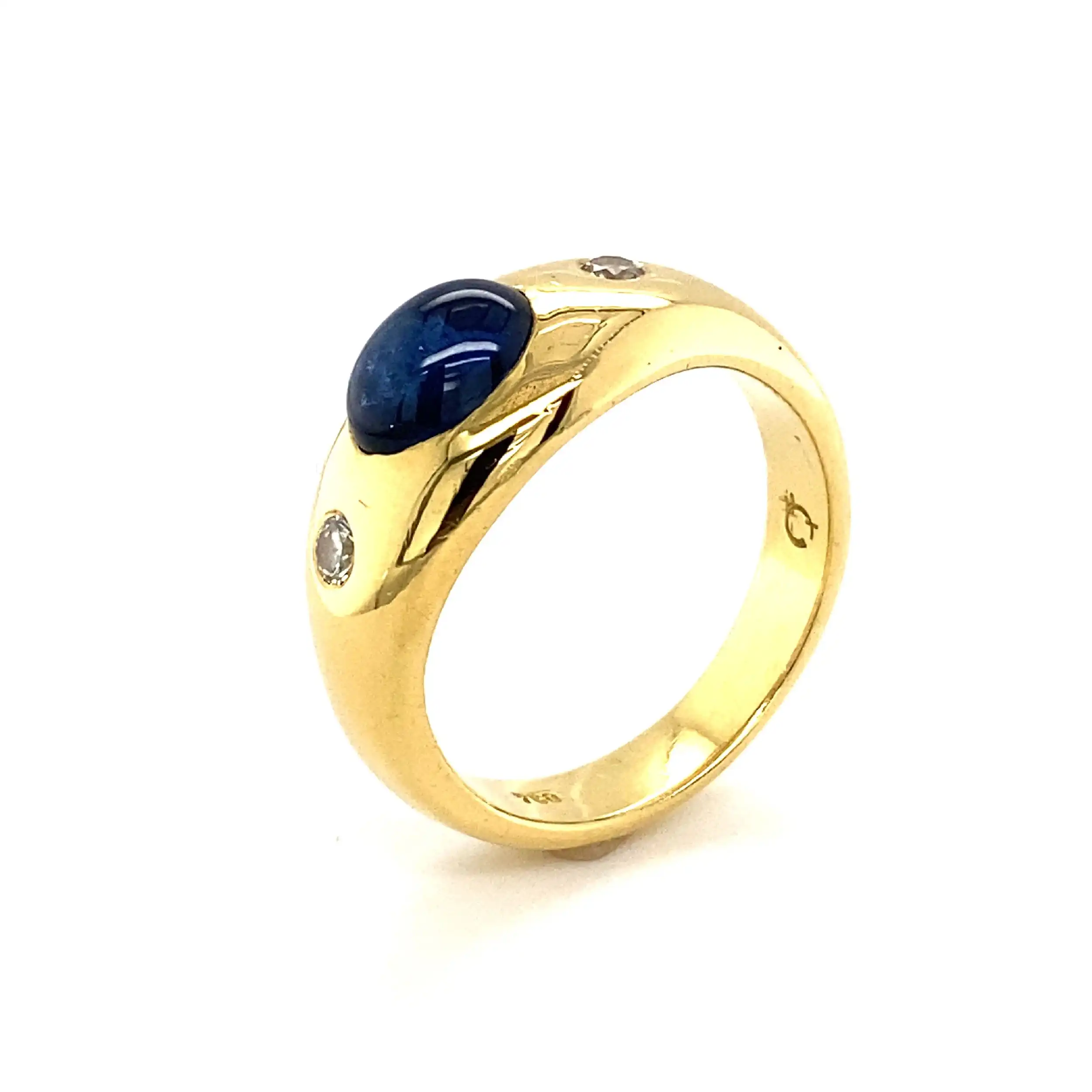 Ring Gelbgold mit Saphir Cabochon & Brillanten
