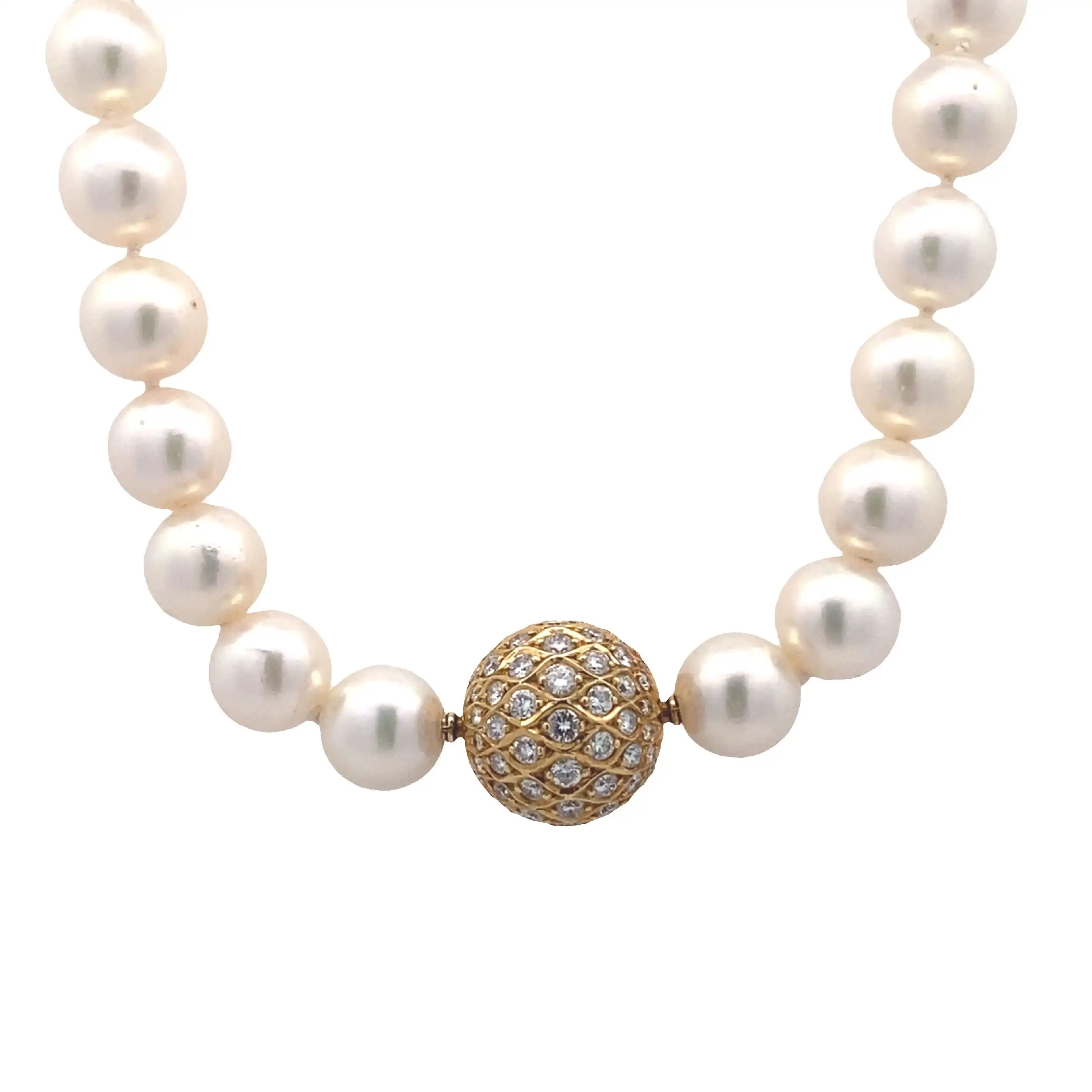 Perlenkette mit Verschluss Gelbgold und Brillanten