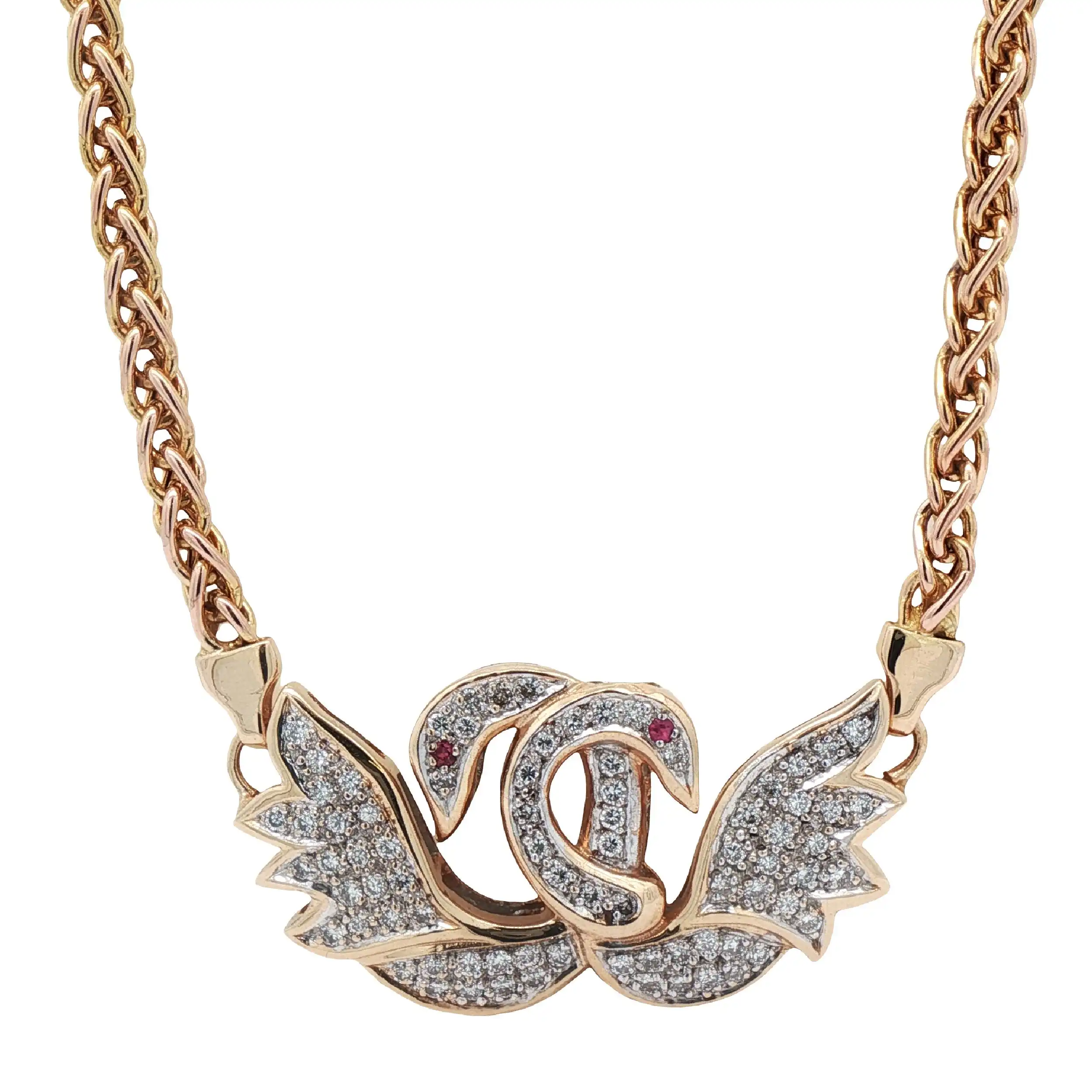 Collier Gelbgold Schwäne mit Brillanten Collier Gelbgold Schwäne mit Brillanten