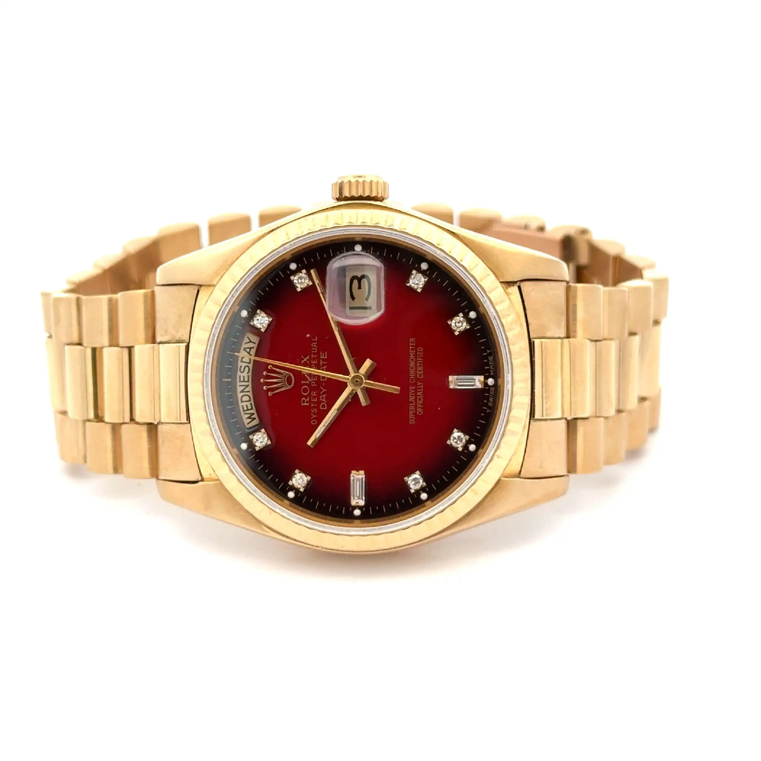 Herrenuhr Rolex Day-Date President Red-Vignette-Diamonds-Dial Vollgold Herrenuhr Rolex Day-Date President Red-Vignette-Diamonds-Dial Vollgold