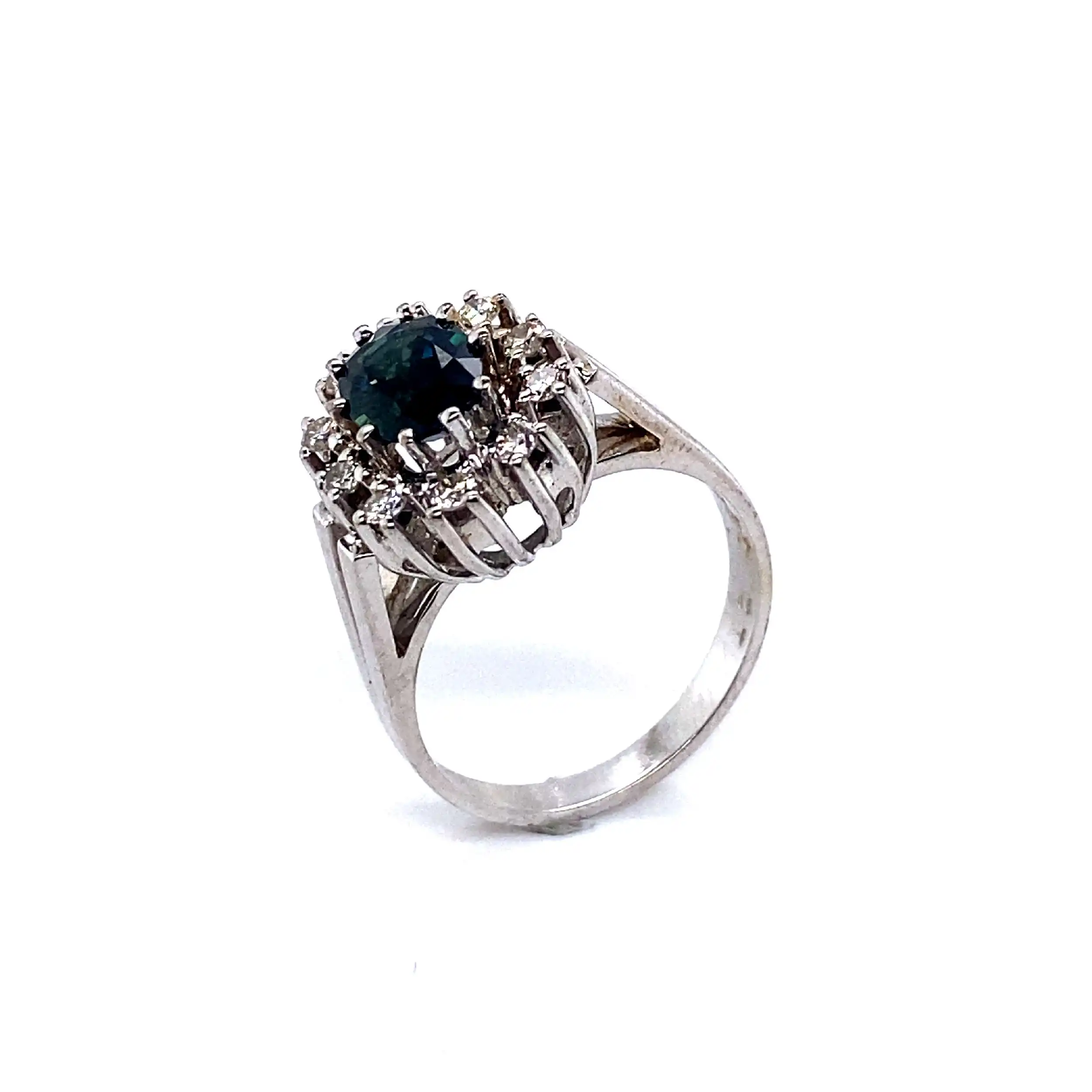 Ring Weißgold mit Brillanten und Saphir