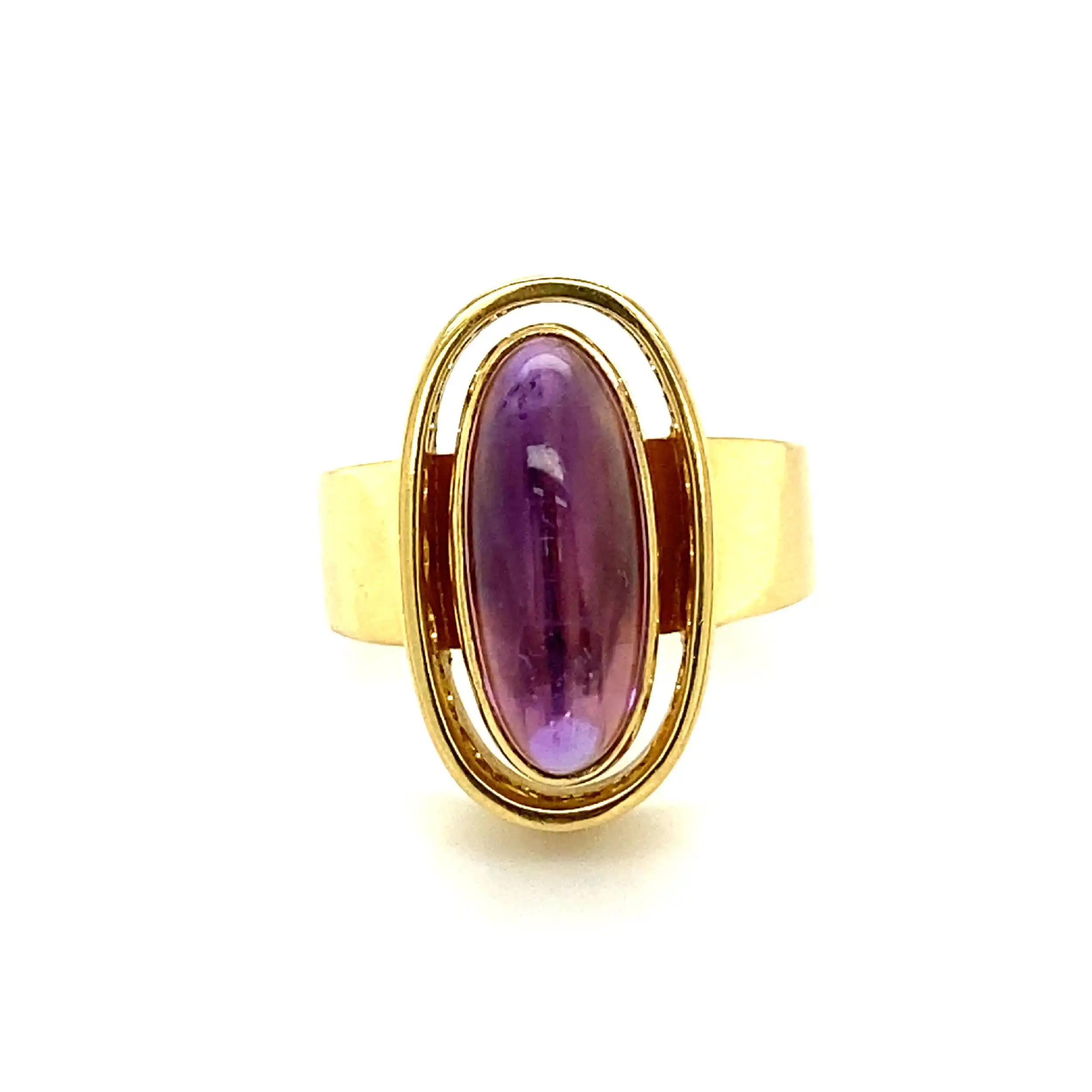 Ring Gelbgold mit lila Cabochon