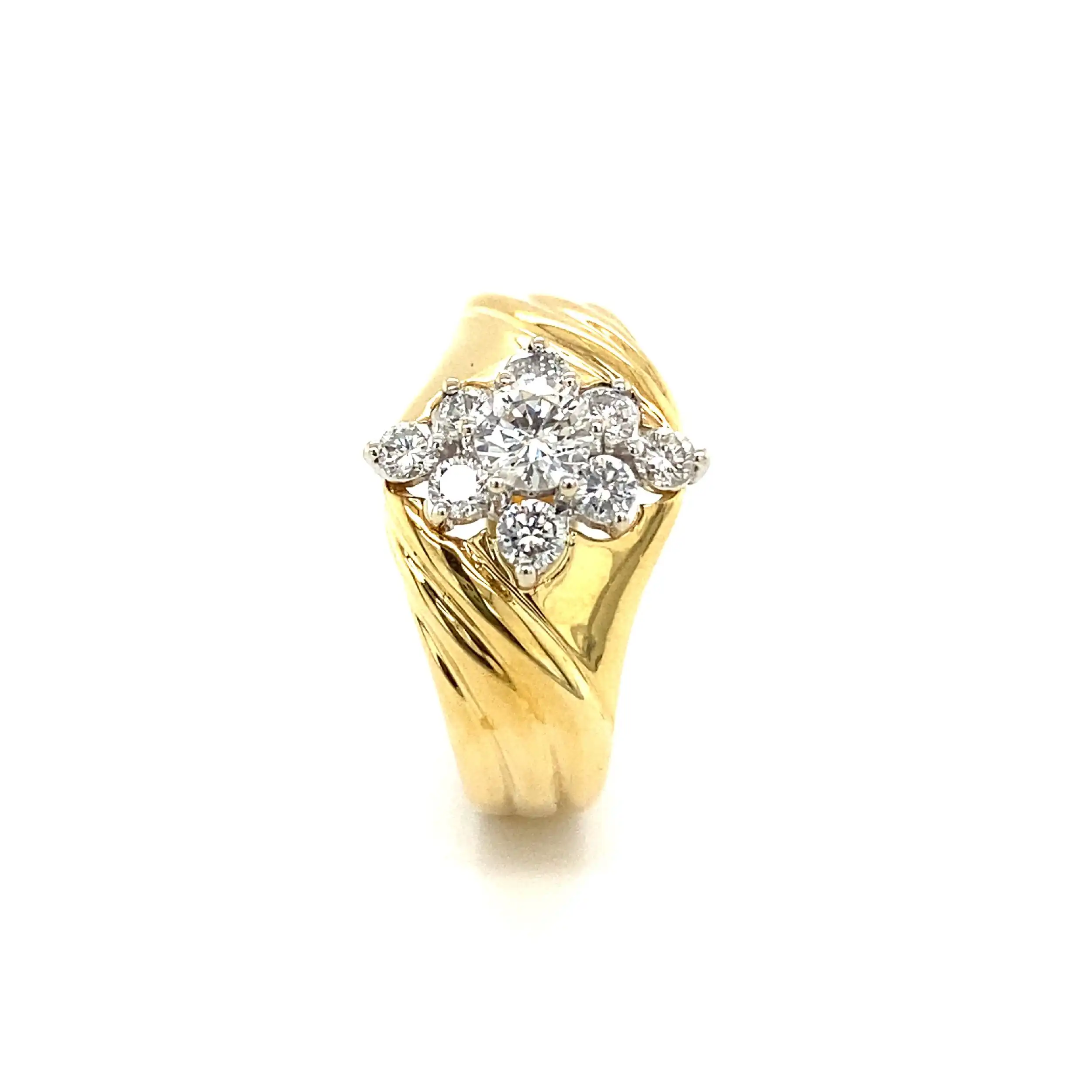 Ring Bicolor mit Brillant-Solitär & Melée-Besatz