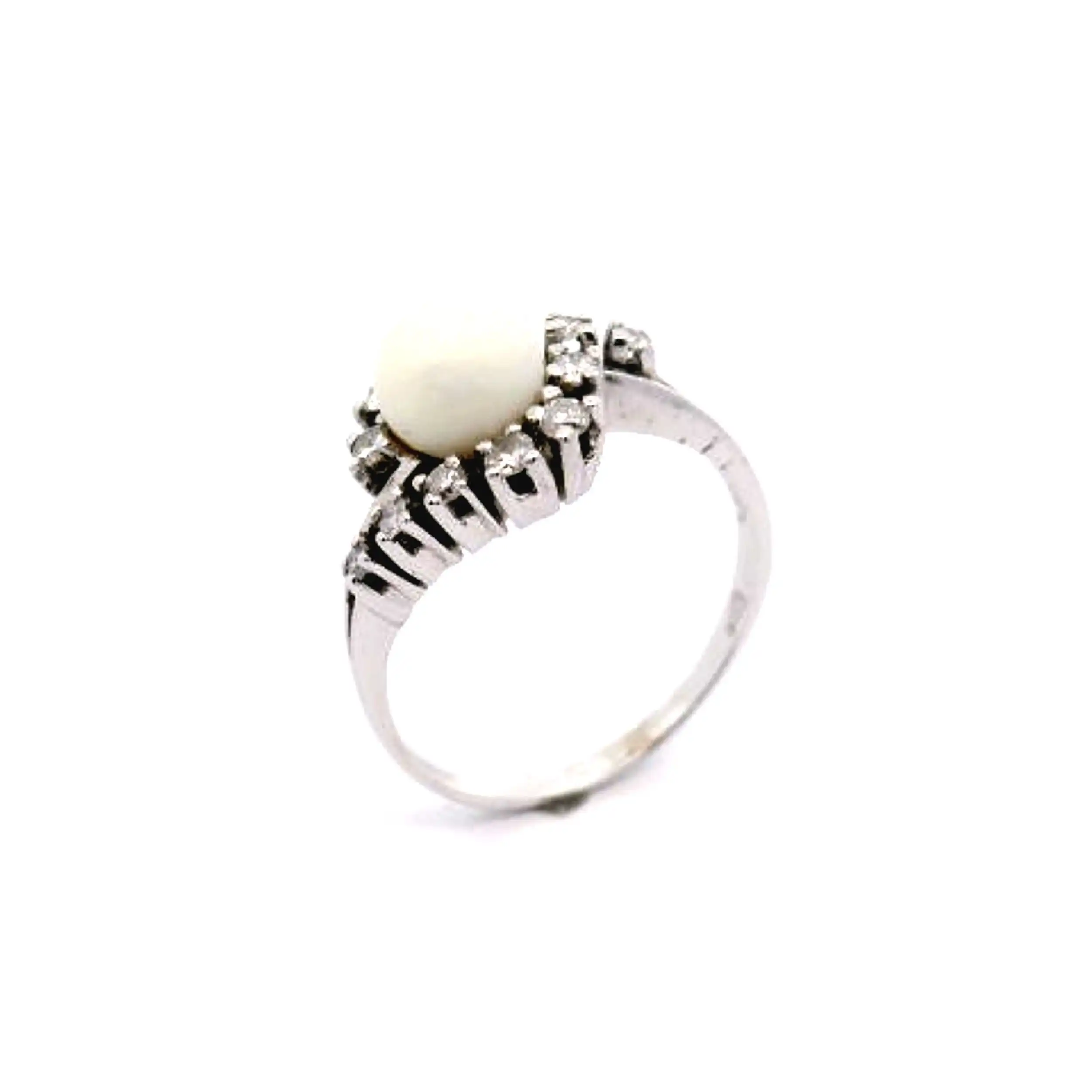 Ring Weißgold mit Perle und Diamanten Ring Weißgold mit Perle und Diamanten