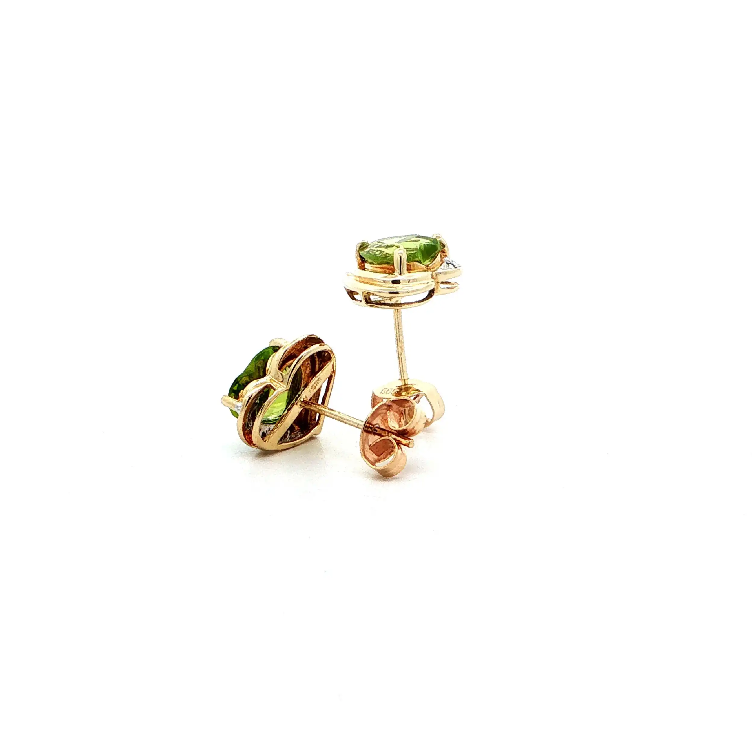 Ohrstecker Gelbgold mit Peridot & Diamanten