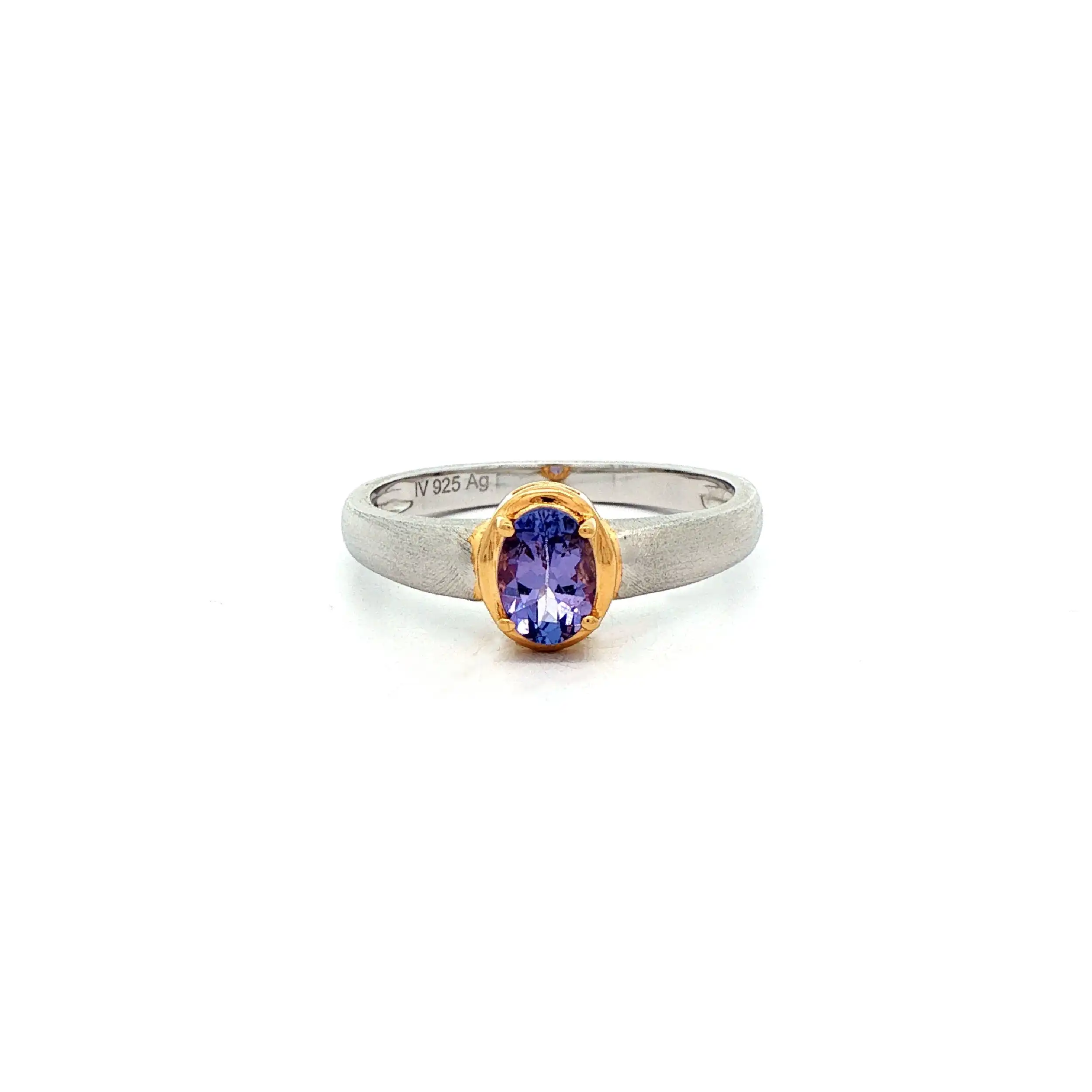 Ring Bicolor mattiert mit lila Farbstein Ring Bicolor mattiert mit lila Farbstein