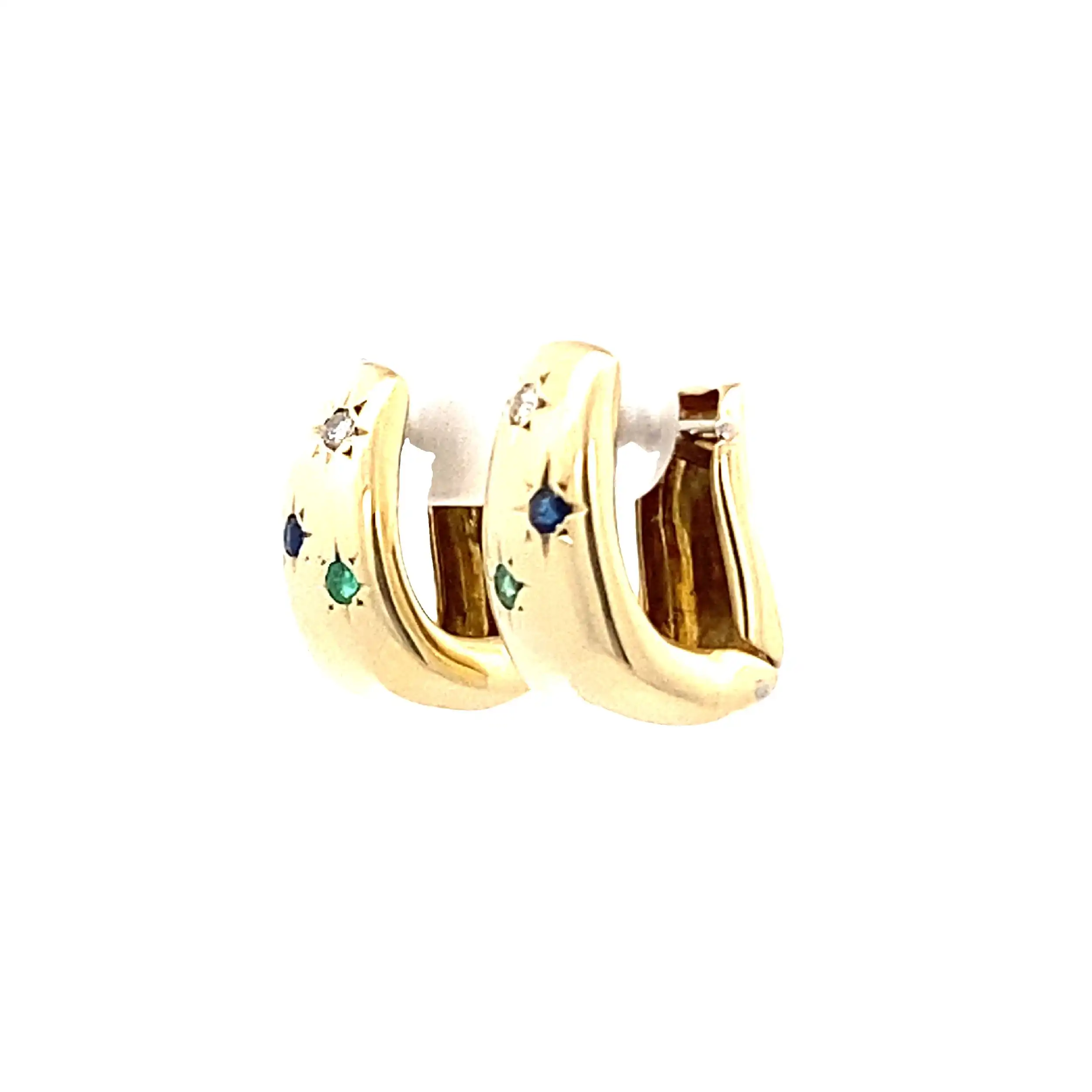 Creolen Gelbgold mit Brillanten und diversen Farbsteinen Creolen Gelbgold mit Brillanten und diversen Farbsteinen