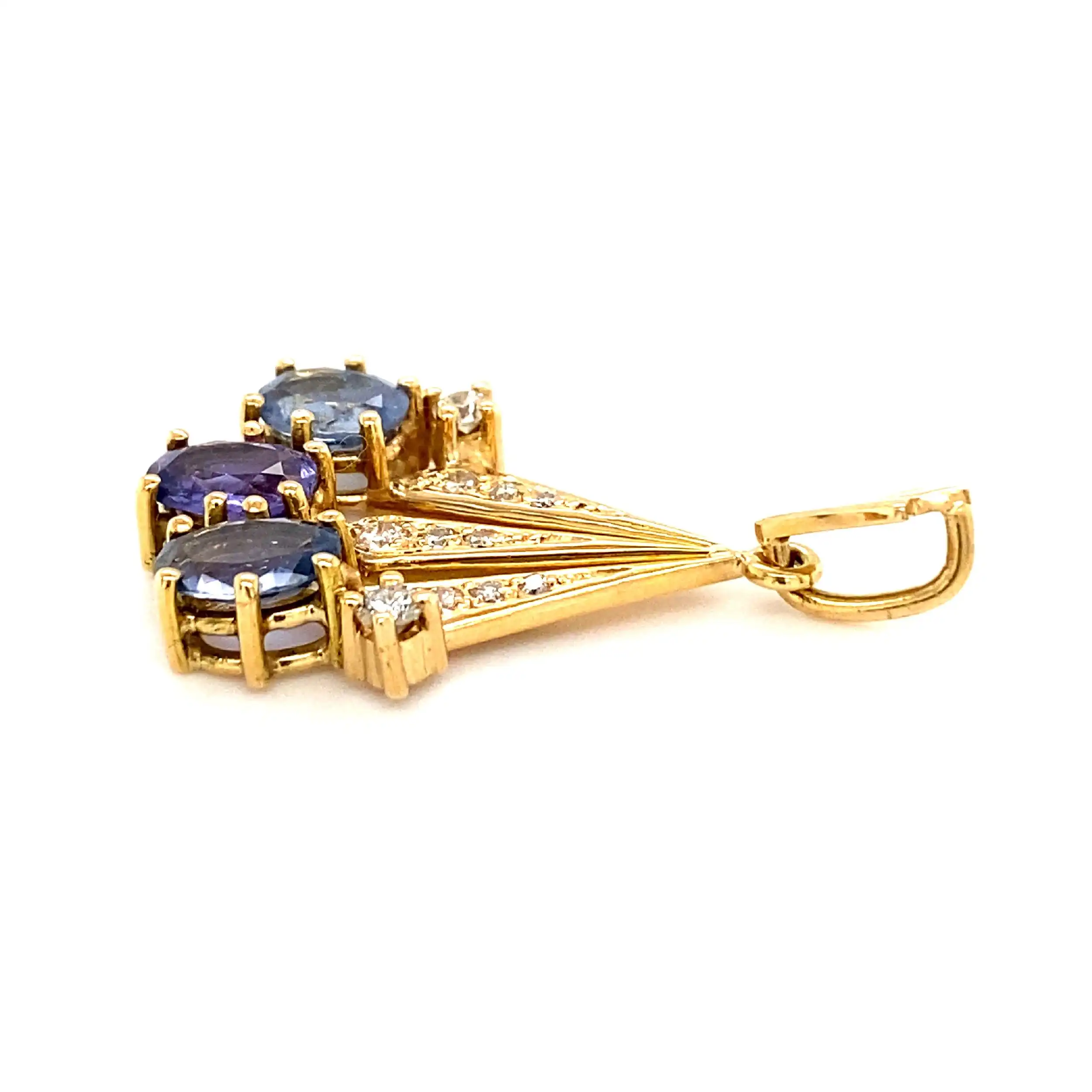 Anhänger Gelbgold mit blauen Farbsteinen & Brillanten
