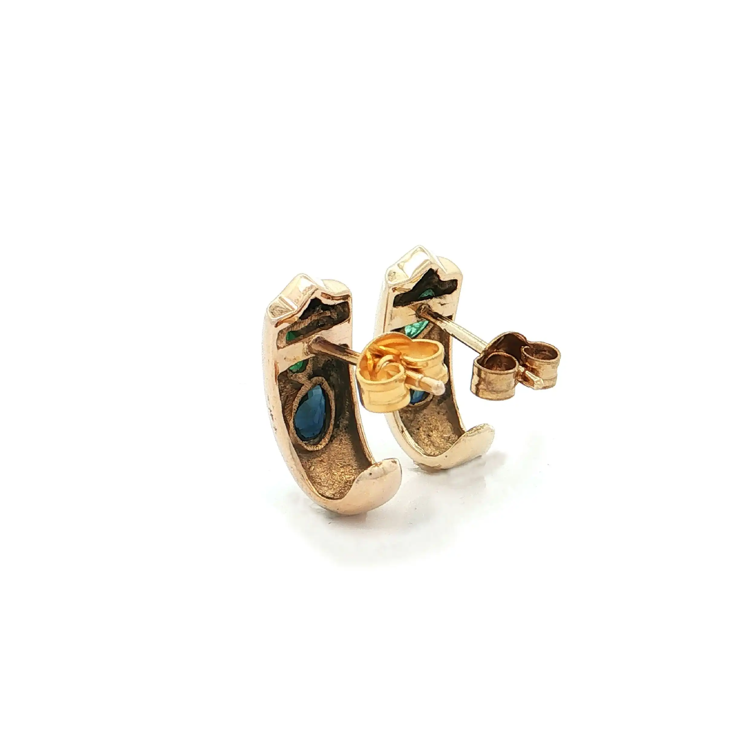 Ohrstecker Gelbgold mit Saphir, Smaragd, Rubin und Diamanten