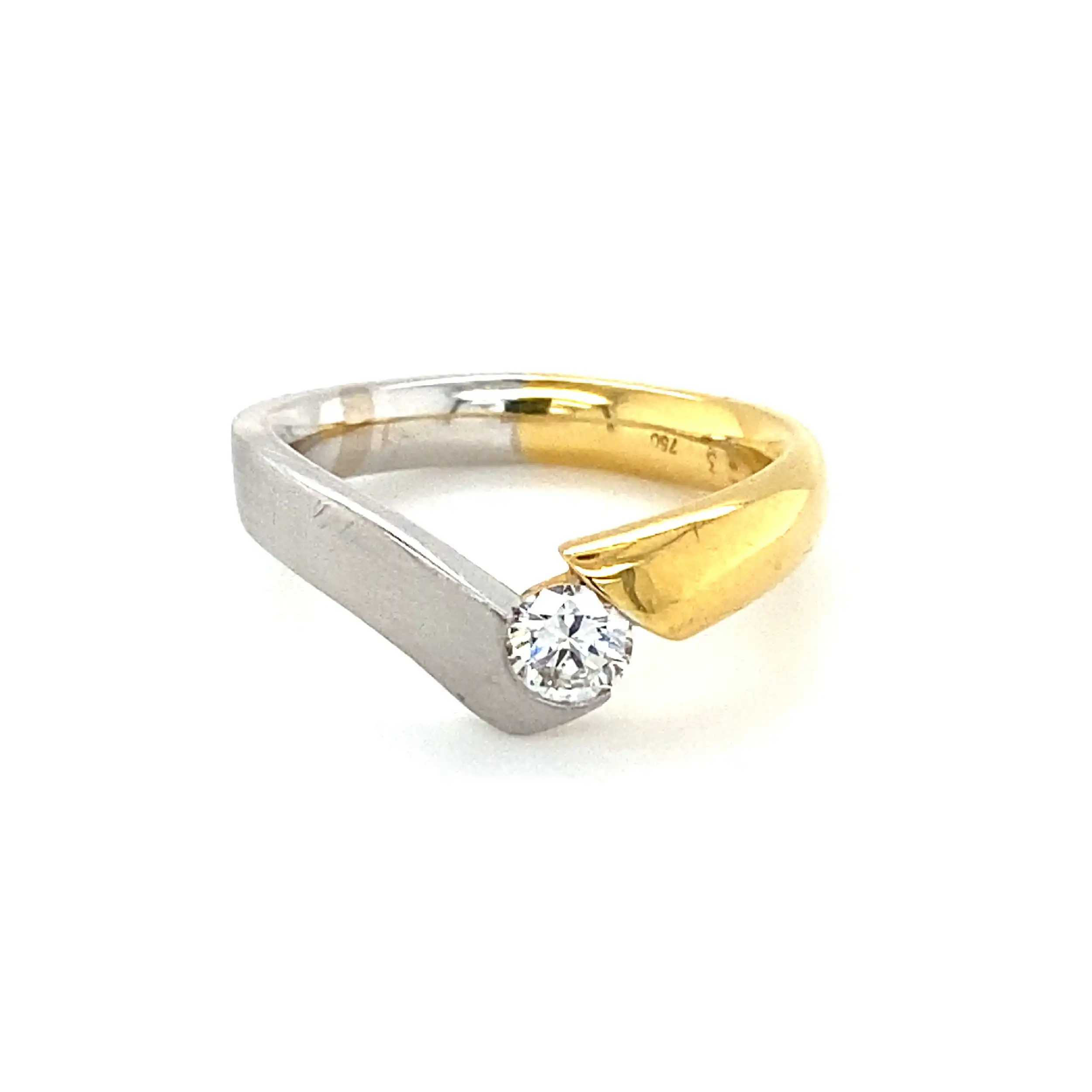 Ring Bicolor mit Brillant mit 0,33ct graviert Ring Bicolor mit Brillant mit 0,33ct graviert